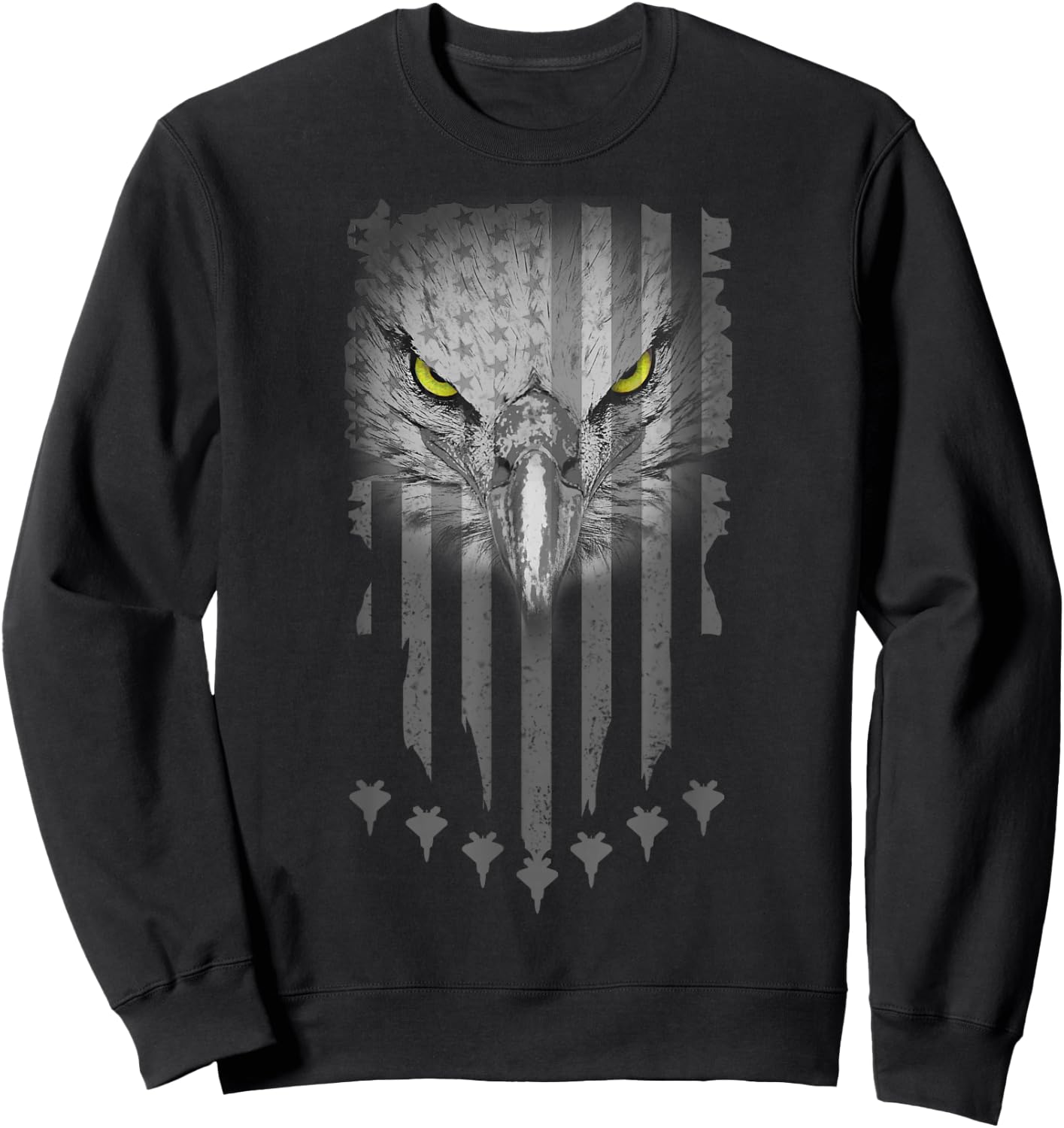 Patriotic Eagle Fighter Jets Fourth of July American Flag Sweatshirt - Sweatshirt | Black