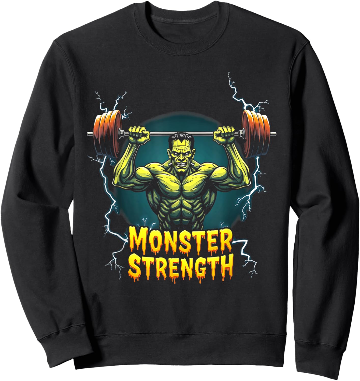 Frankenstein Monster Halloween Gym Workout Monster Strength Sweatshirt - Sweatshirt | Black