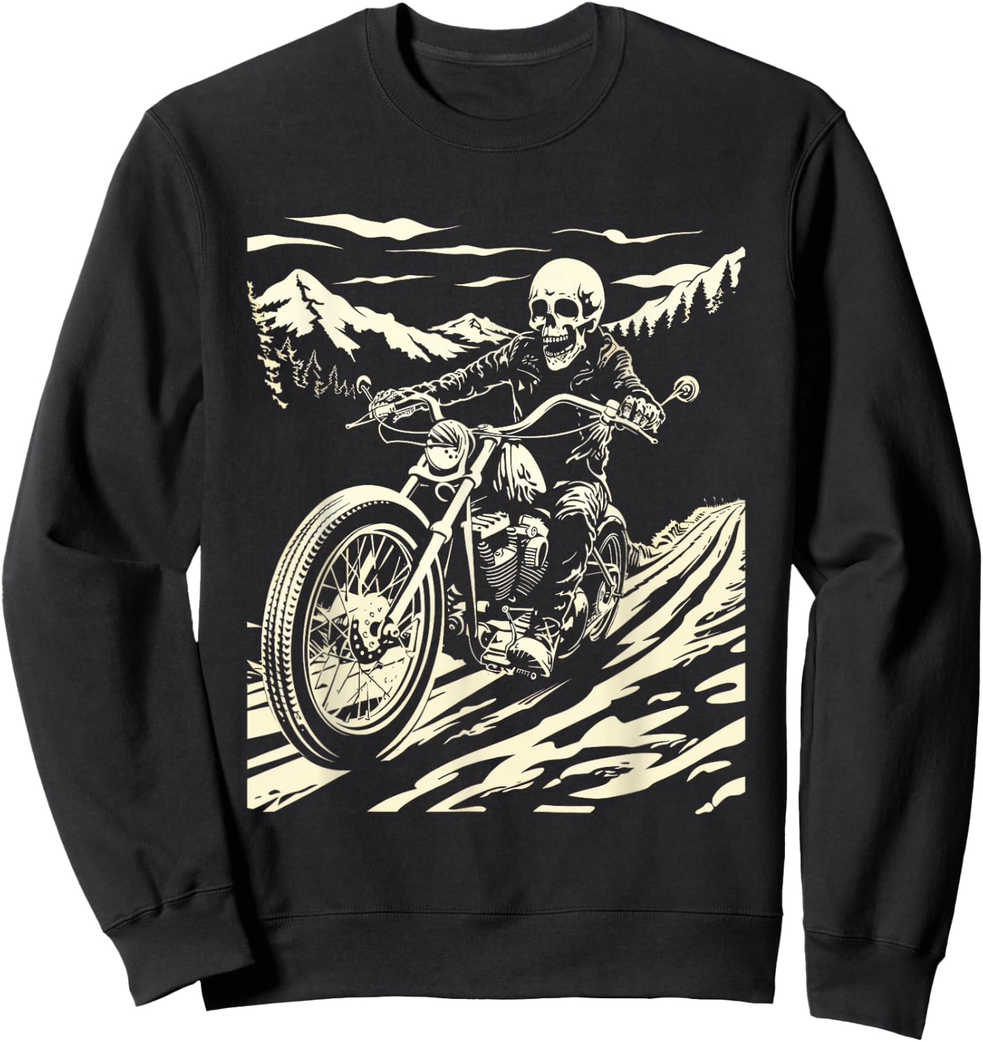 Skeleton Vintage Motorcycle Skeleton rider Sweatshirt - Sweatshirt | Black