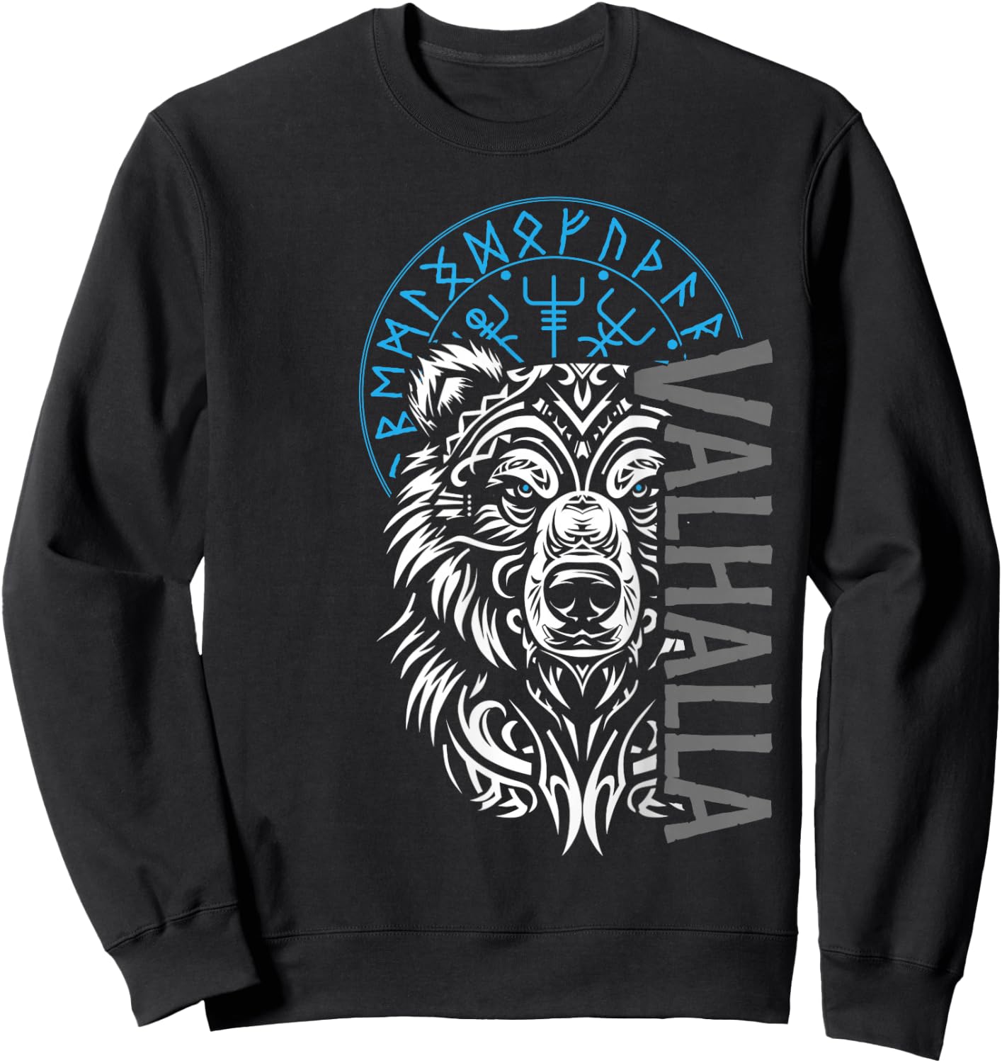 Valhalla & Viking Compass - Nordic Bear Design Sweatshirt - Sweatshirt | Black