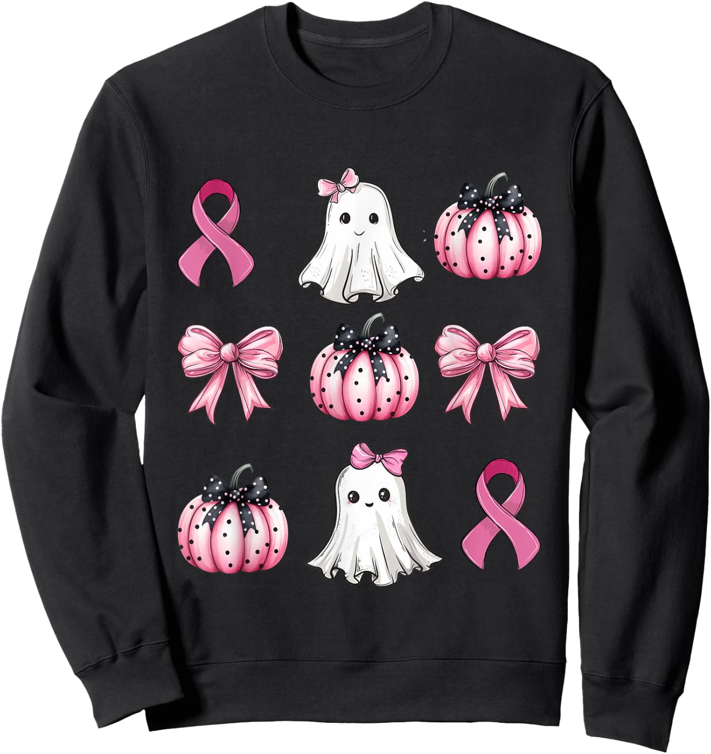 Breast Cancer Awareness Coquette Pink Pumpkin Rippon Women's Sweatshirt - Sweatshirt | Black