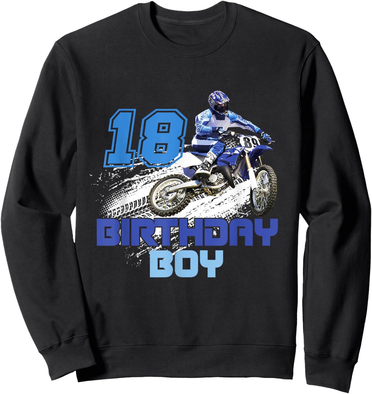 Kid Dirt Bike Rider 18 Years Old Motocross 18th Birthday Boy Sweatshirt - Sweatshirt | Black
