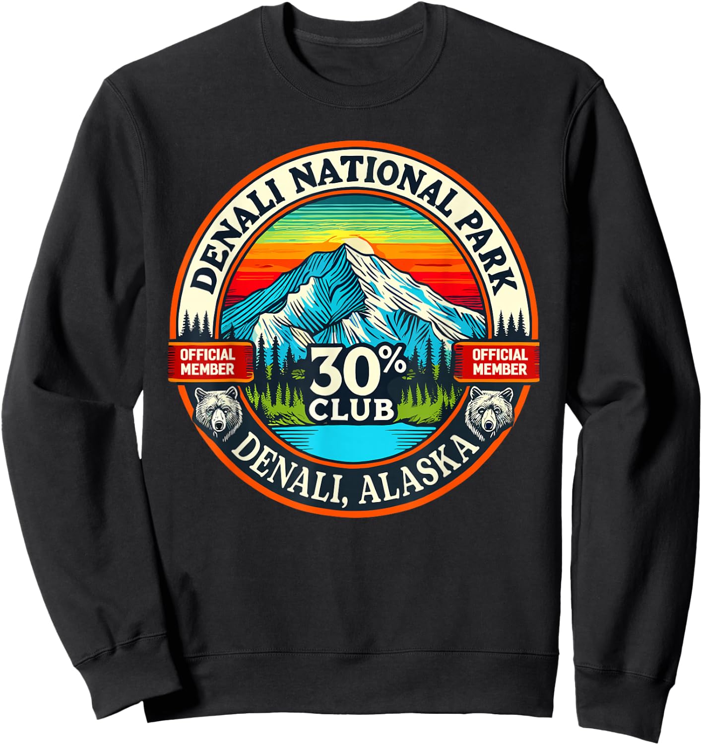 Denali 30% Club Shirt Alaska National Park Souvenir Sweatshirt - Sweatshirt | Black