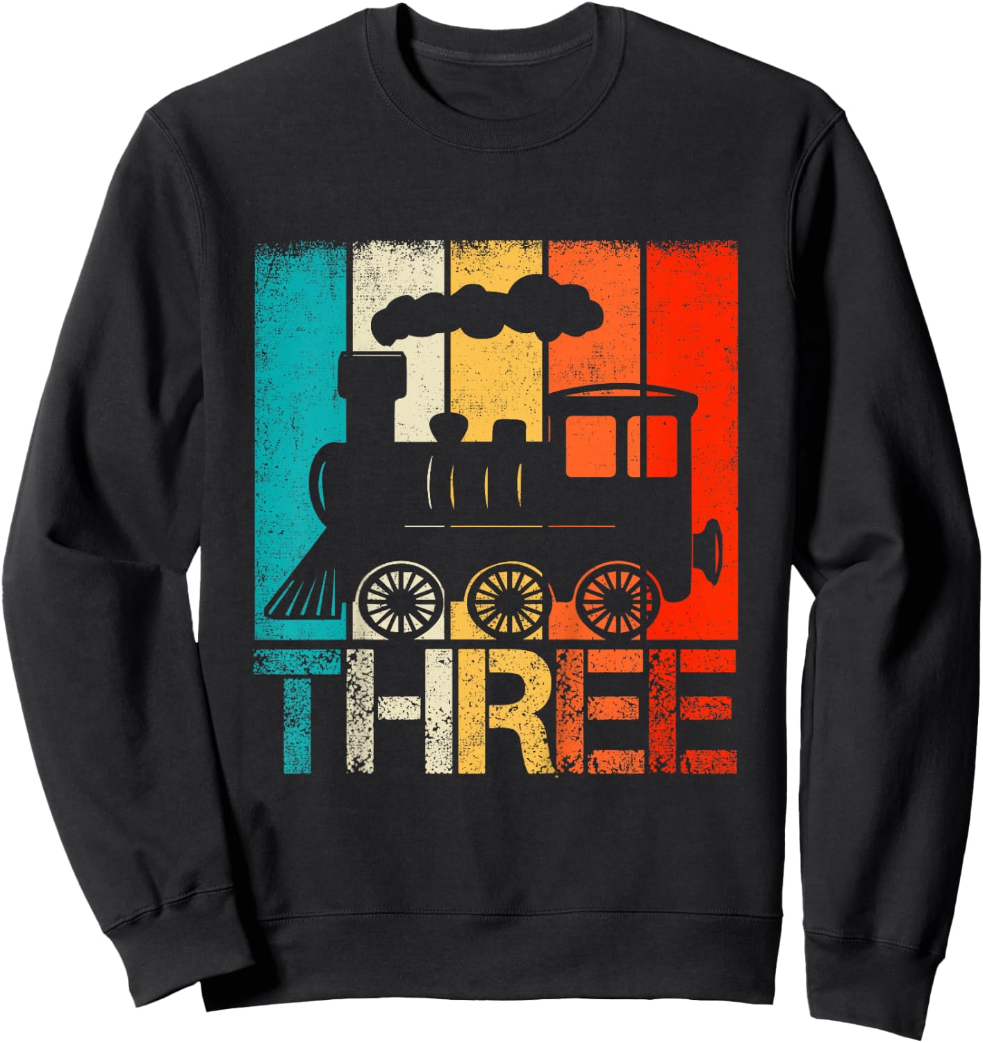 Kids 3 Year Old Boy Trains Birthday 3rd Birthday Locomotive Train Sweatshirt - Sweatshirt | Black