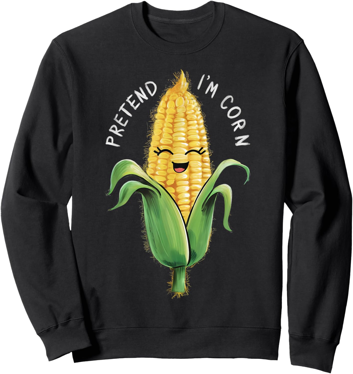 Pretend I'm Corn Funny Farmers Halloween Costume Sweatshirt - Sweatshirt | Black