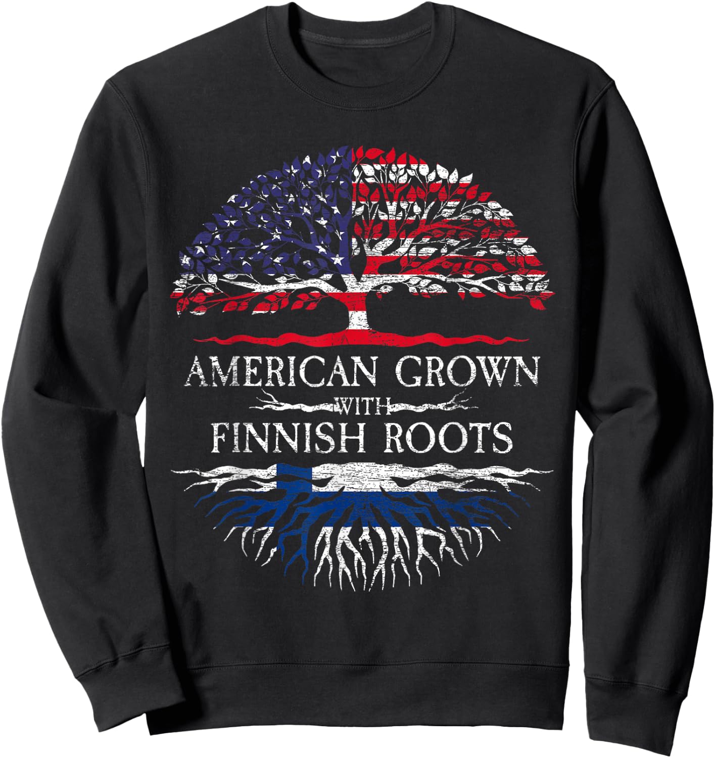 American Grown with Finnish Roots Finland Sweatshirt - Sweatshirt | Black