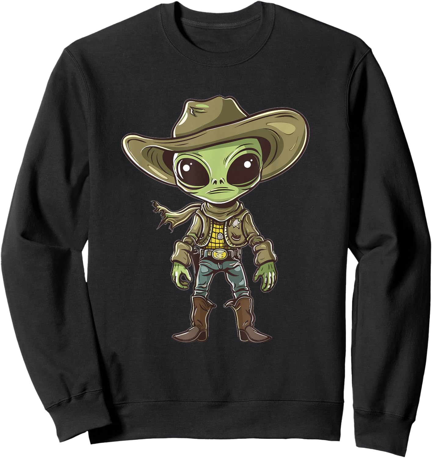 Cute Alien Cowboy Sweatshirt - Sweatshirt | Black
