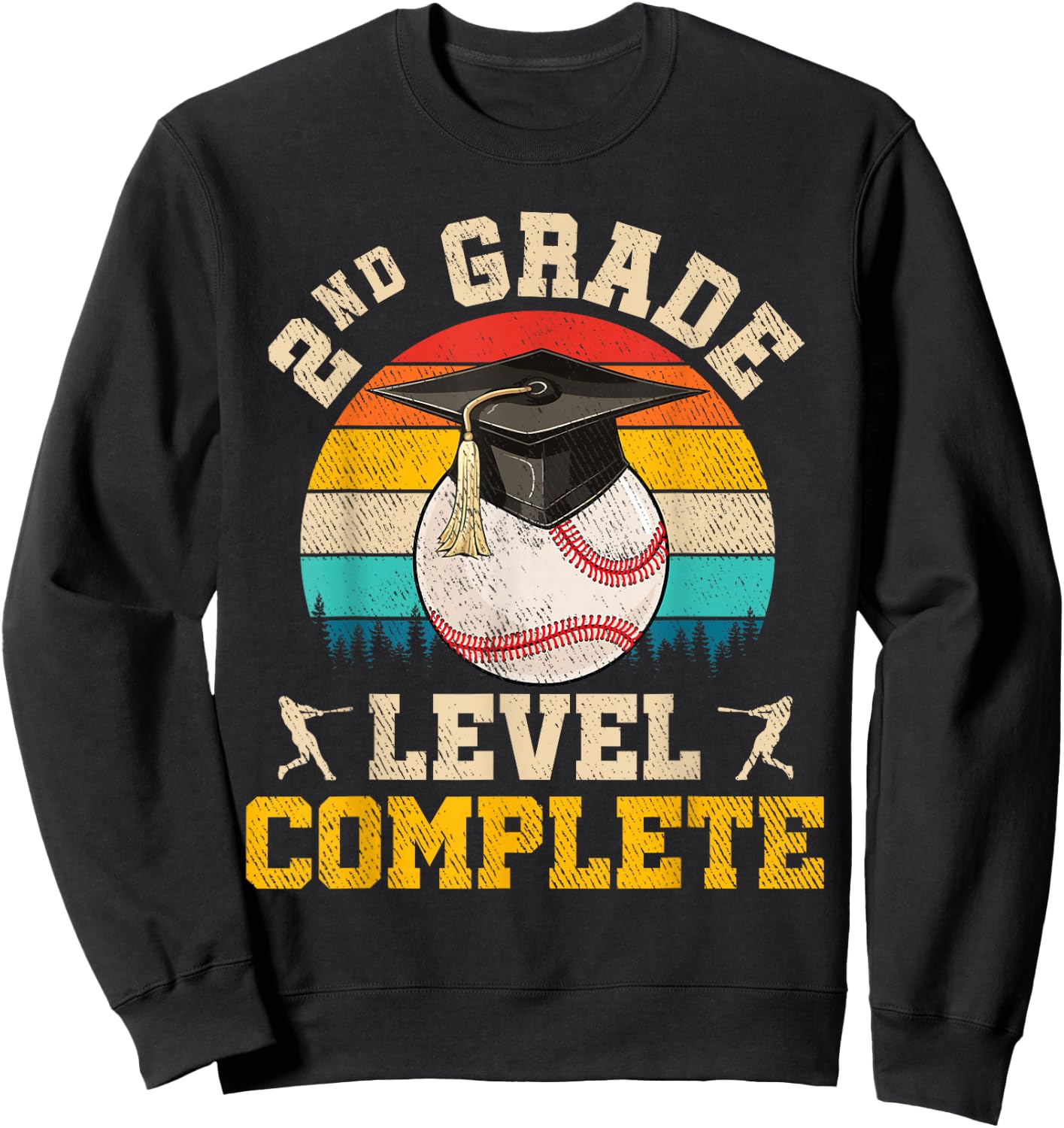2nd Grade Level Complete Baseball Boy Last Day Of School Sweatshirt - Sweatshirt | Black
