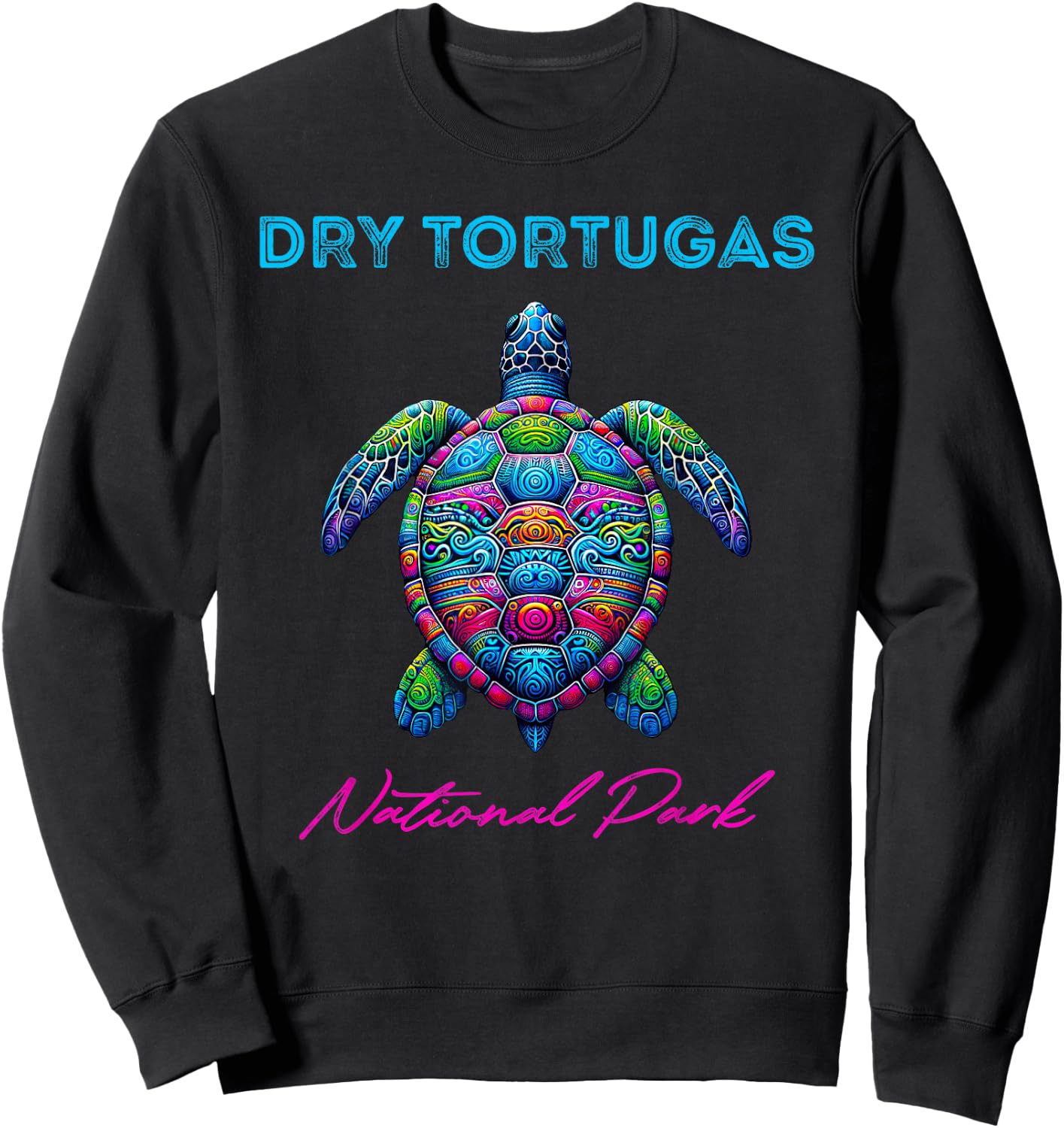 Dry Tortugas National Park Tribal Beach Sea Turtle Sweatshirt - Sweatshirt | Black