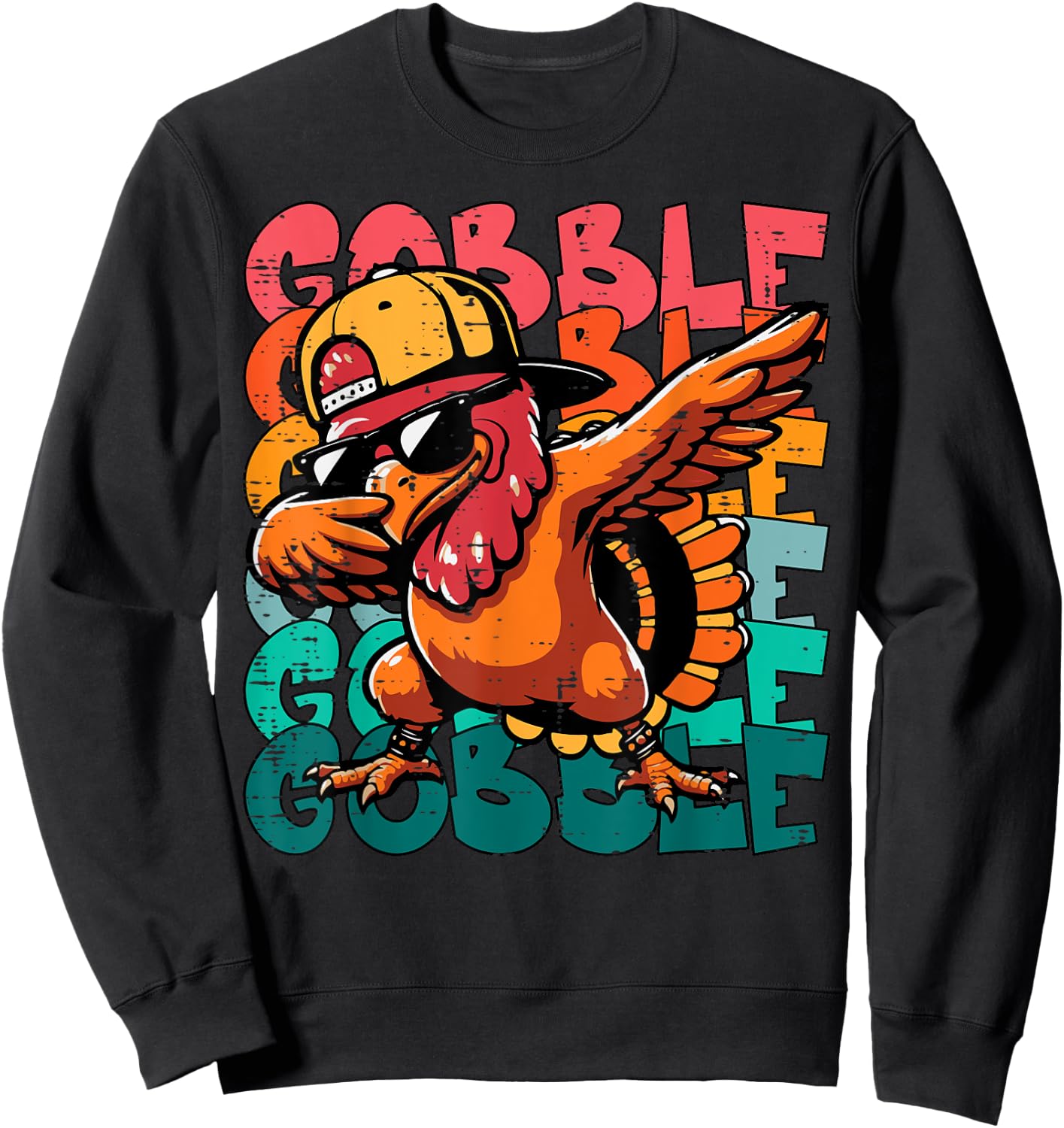 Thanksgiving Turkey Dab Gobble Funny Toddler Boys Kids Youth Sweatshirt - Sweatshirt | Black