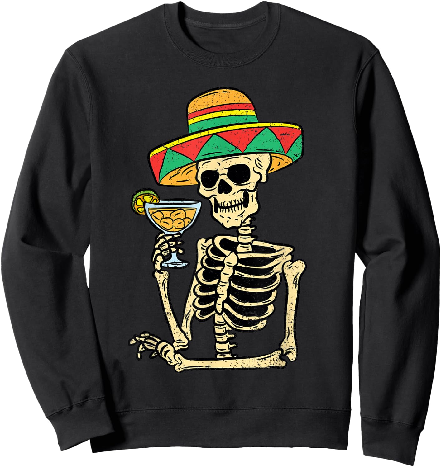 Mexican Skeleton Sombrero Cinco De Mayo Fiesta Men Women Sweatshirt - Sweatshirt | Black