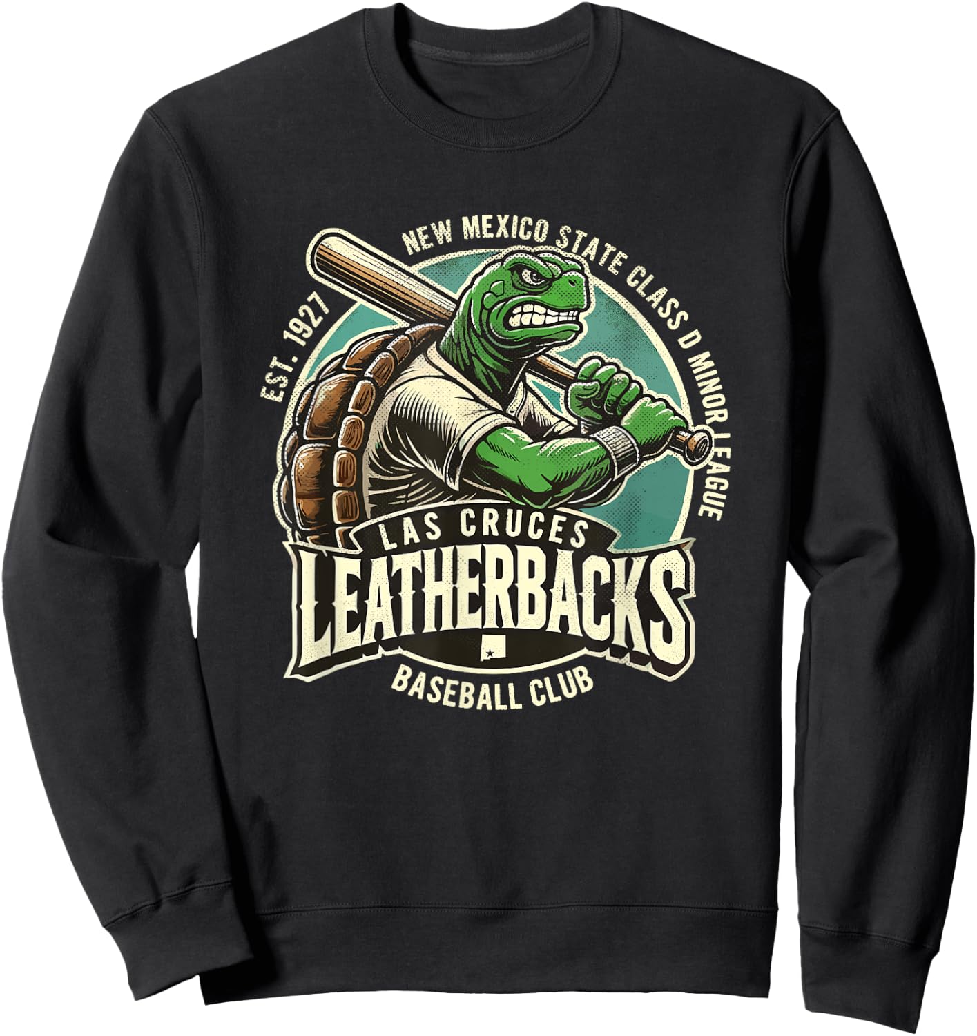 Las Cruces Leatherbacks Retro Minor League Baseball Team Sweatshirt - Sweatshirt | Black