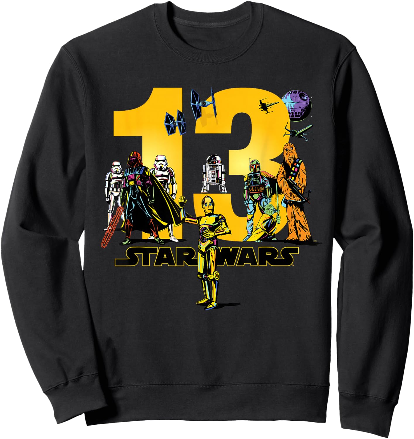 Star Wars Classic Characters Thirteenth Birthday 13 Year Old Sweatshirt - Sweatshirt | Black