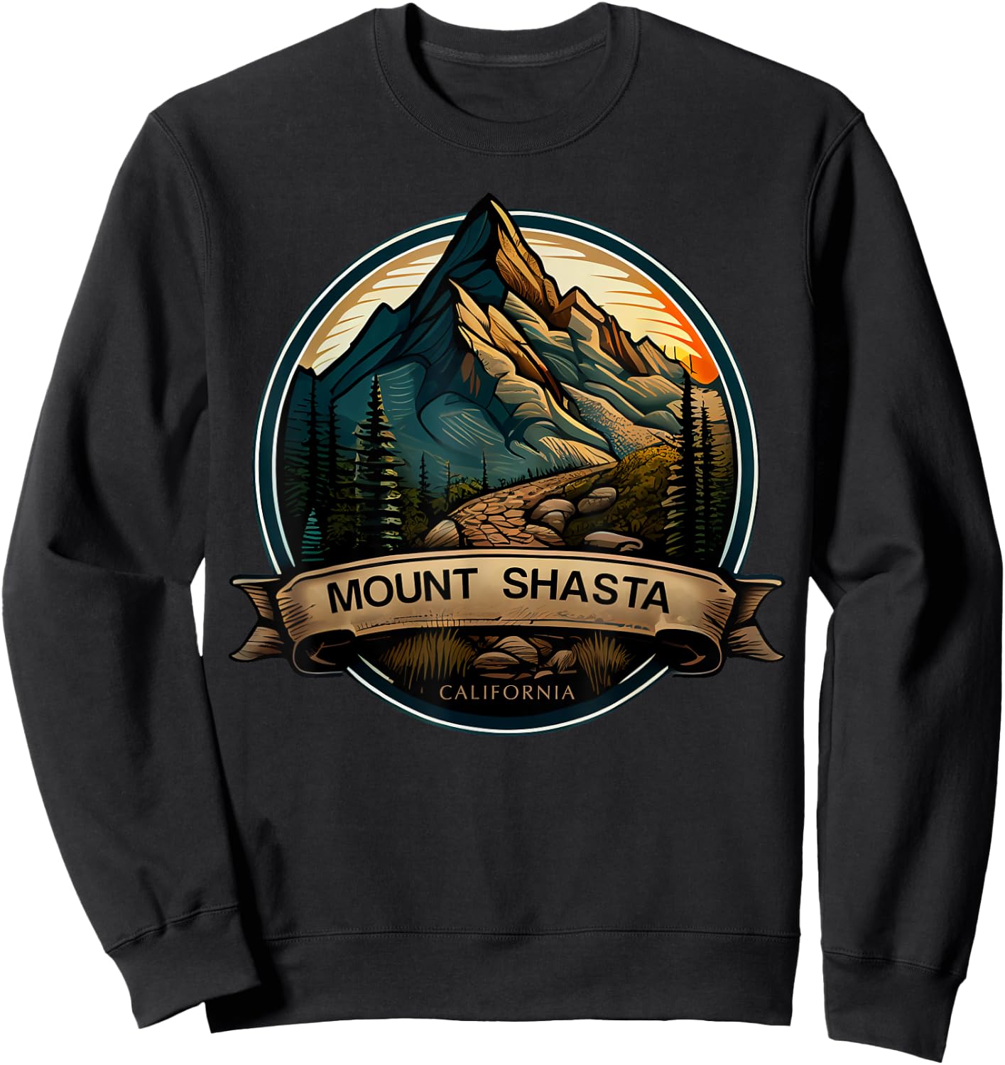 Mount Shasta California Souvenir Hiking Sweatshirt - Sweatshirt | Black