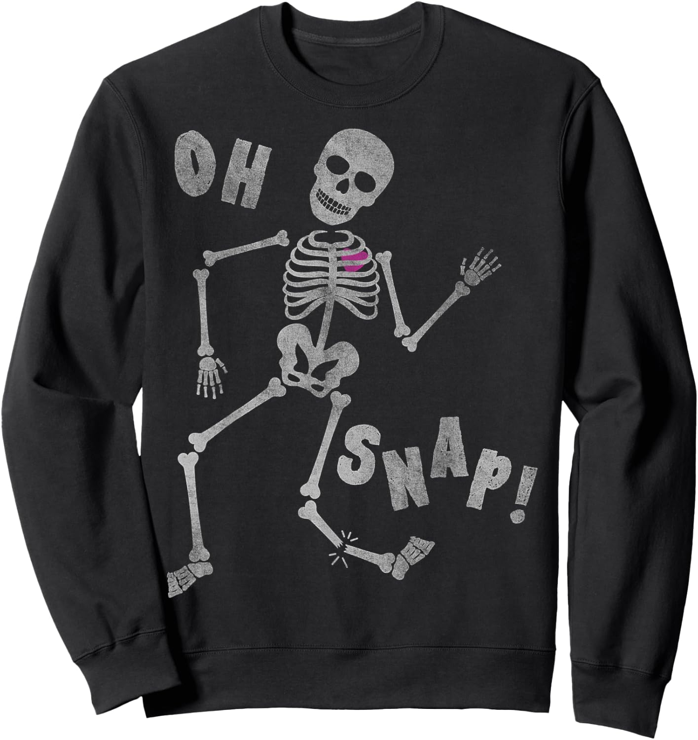 Halloween Oh Snap Skeleton Broken Leg Sweatshirt - Sweatshirt | Black