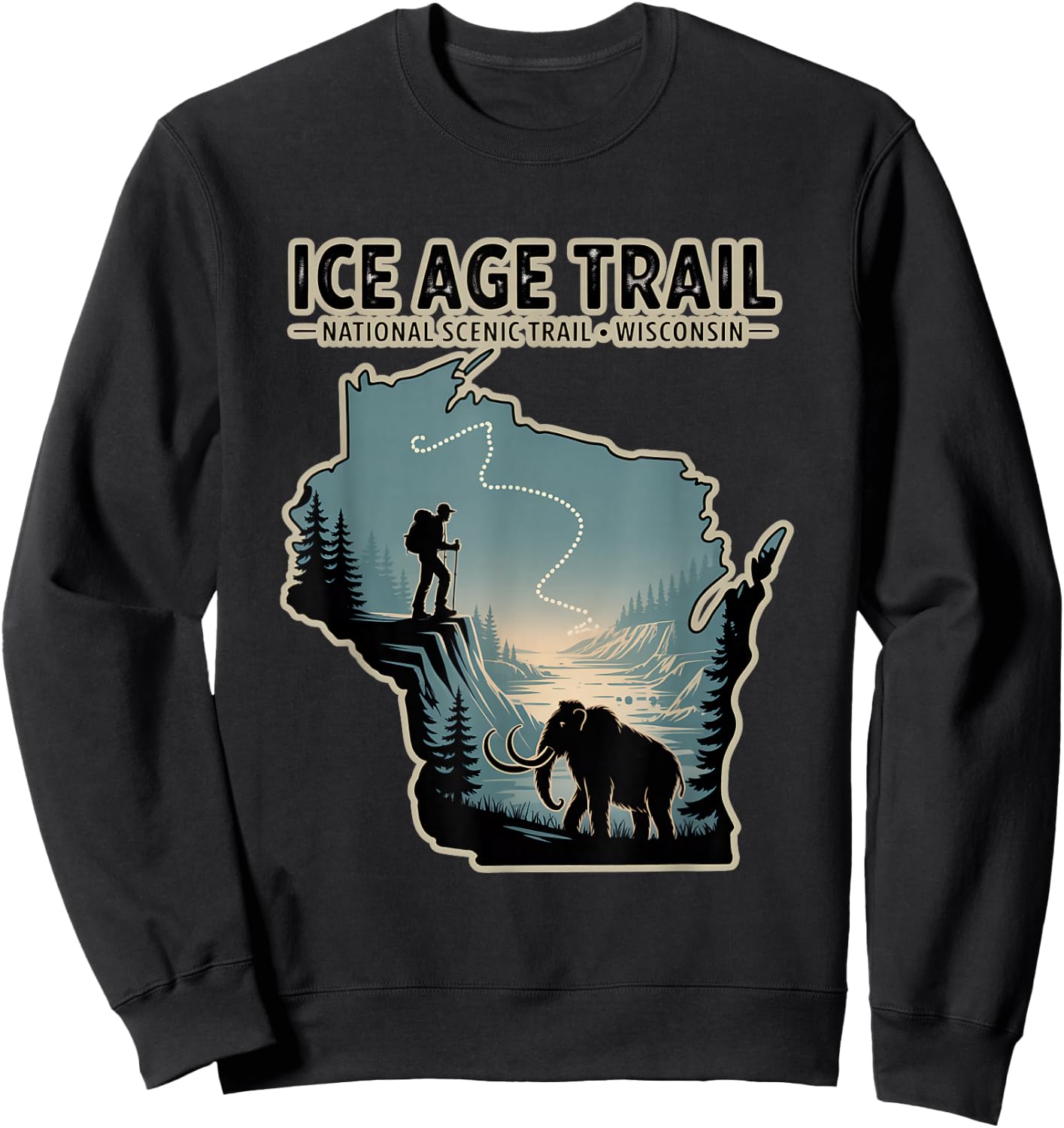Ice Age Trail National Scenic Trail Wisconsin Sweatshirt - Sweatshirt | Black