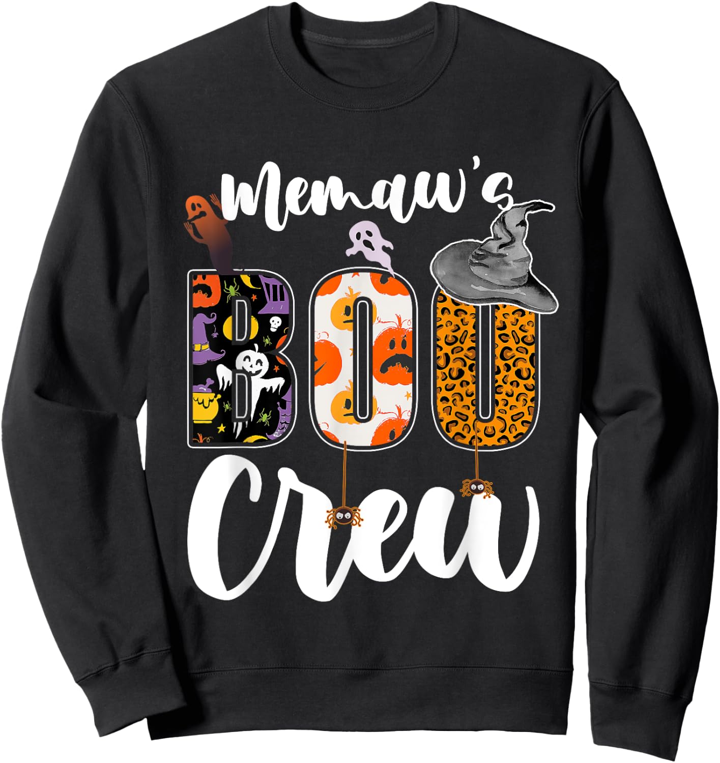 Memaw's Boo Crew Halloween Grandma Grandkids Matching Sweatshirt - Sweatshirt | Black