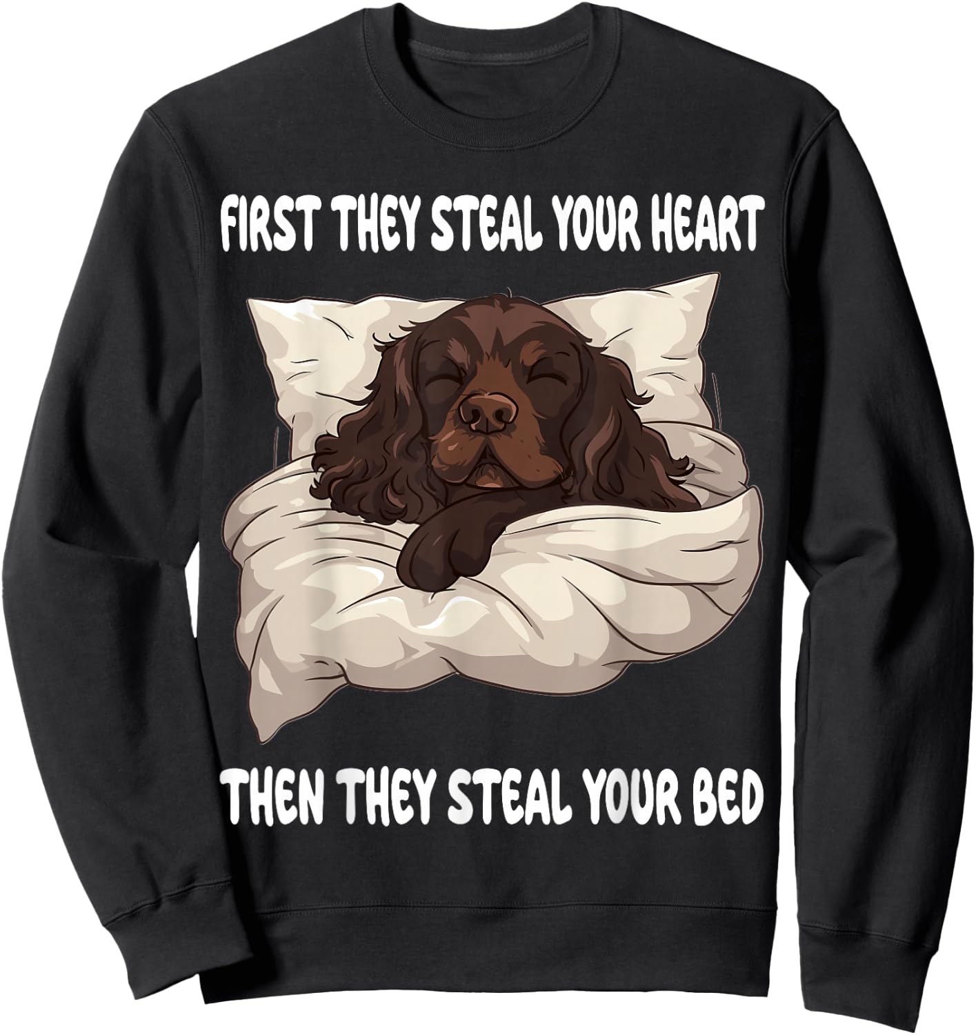 Boykin Spaniel Sleeping Pajamas Nightgown Sweatshirt - Sweatshirt | Black