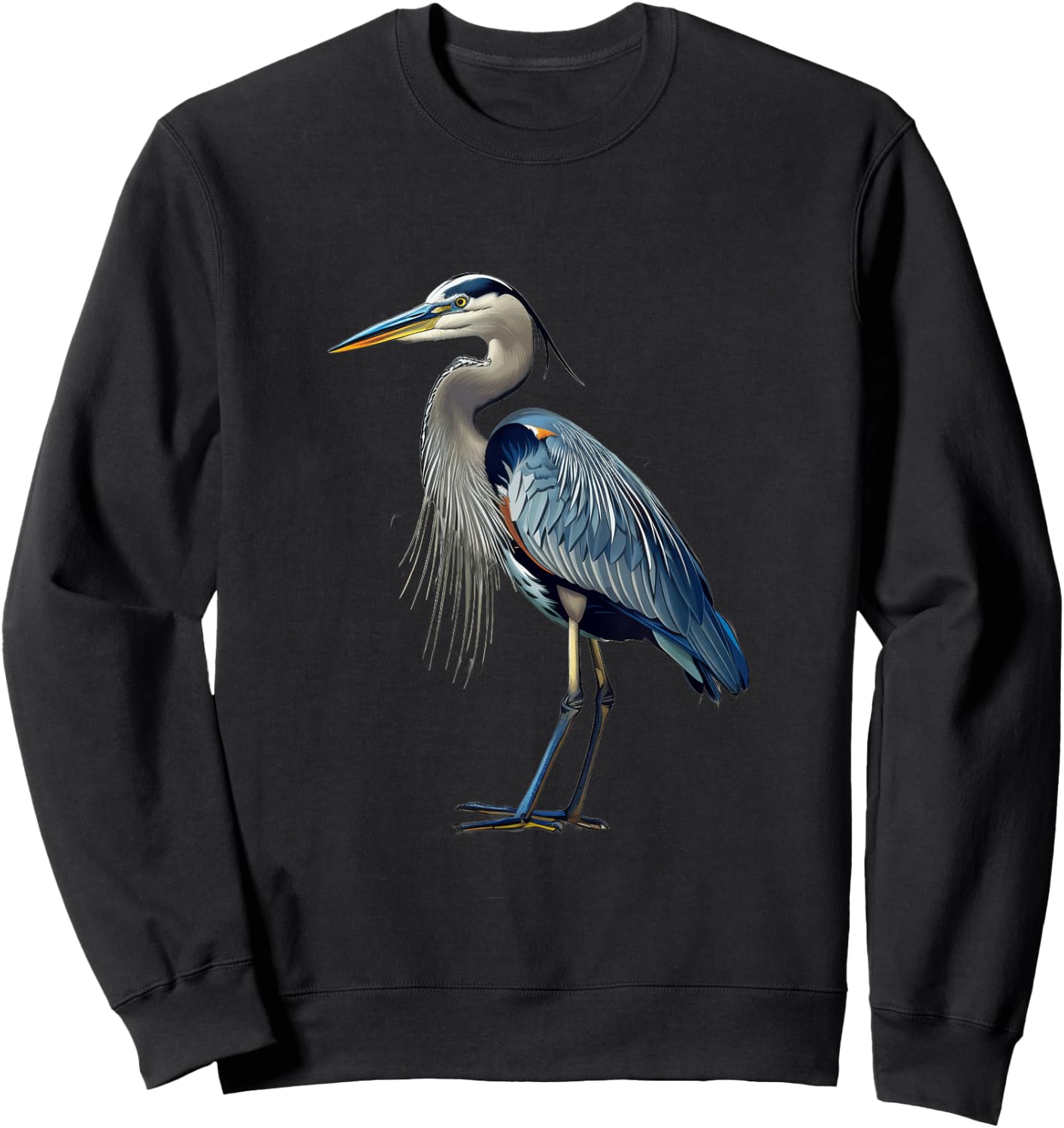 Great Blue Heron Round Image Sweatshirt - Sweatshirt | Black