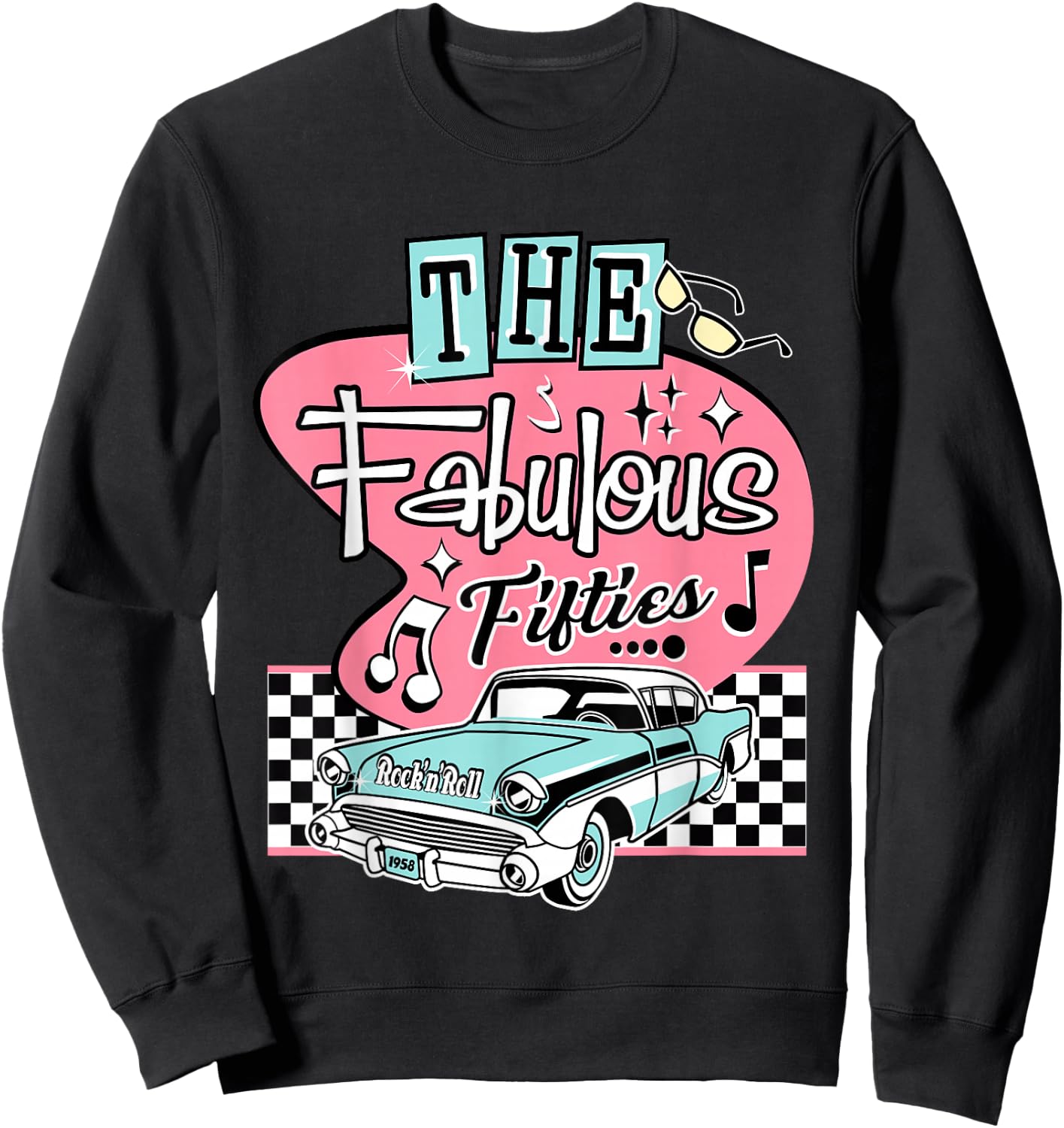 50s Rockabilly Vintage 1950s Clothing Men Sock Hop Sweatshirt - Sweatshirt | Black