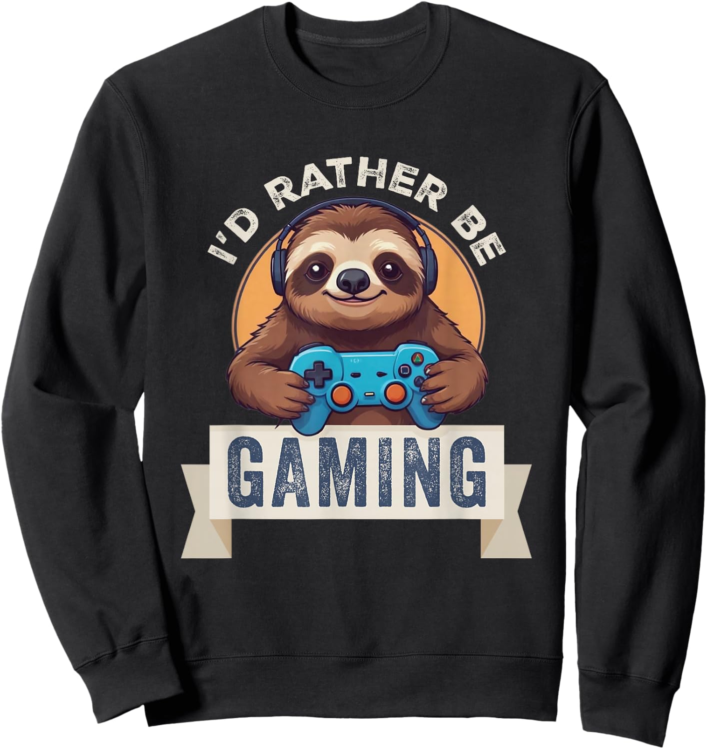 Sloth Gamer, I'd Rather Be Gaming Sweatshirt - Sweatshirt | Black