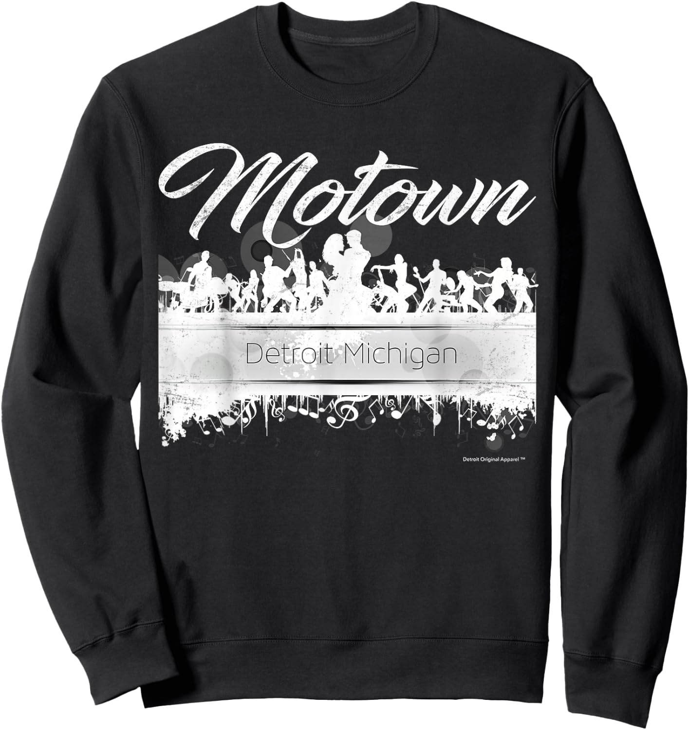 Motown Sound - Detroit Michigan Distressed Vintage Sweatshirt - Sweatshirt | Black