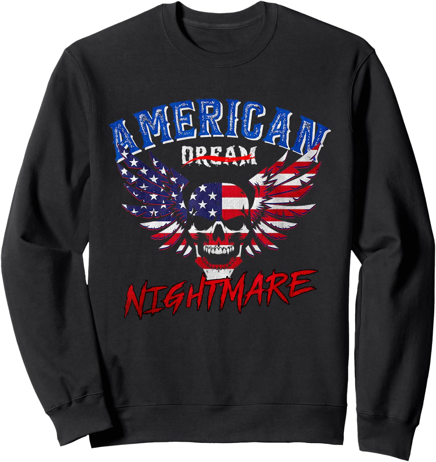 Nightmares Funny Outfits Vintage American Flag Dream Apparel Sweatshirt - Sweatshirt | Black