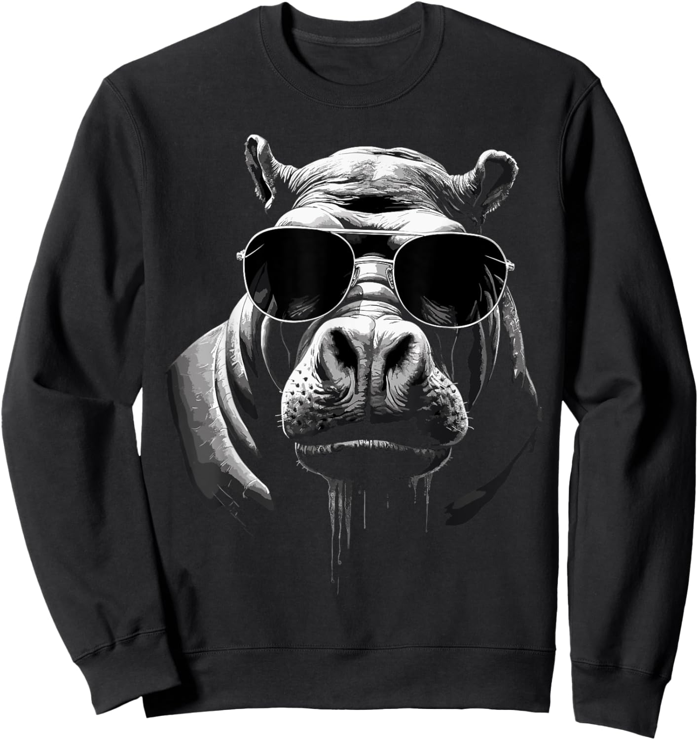 Sunglasses Africa Safari Zoo Animal Lovers Cool Hippo Sweatshirt - Sweatshirt | Black