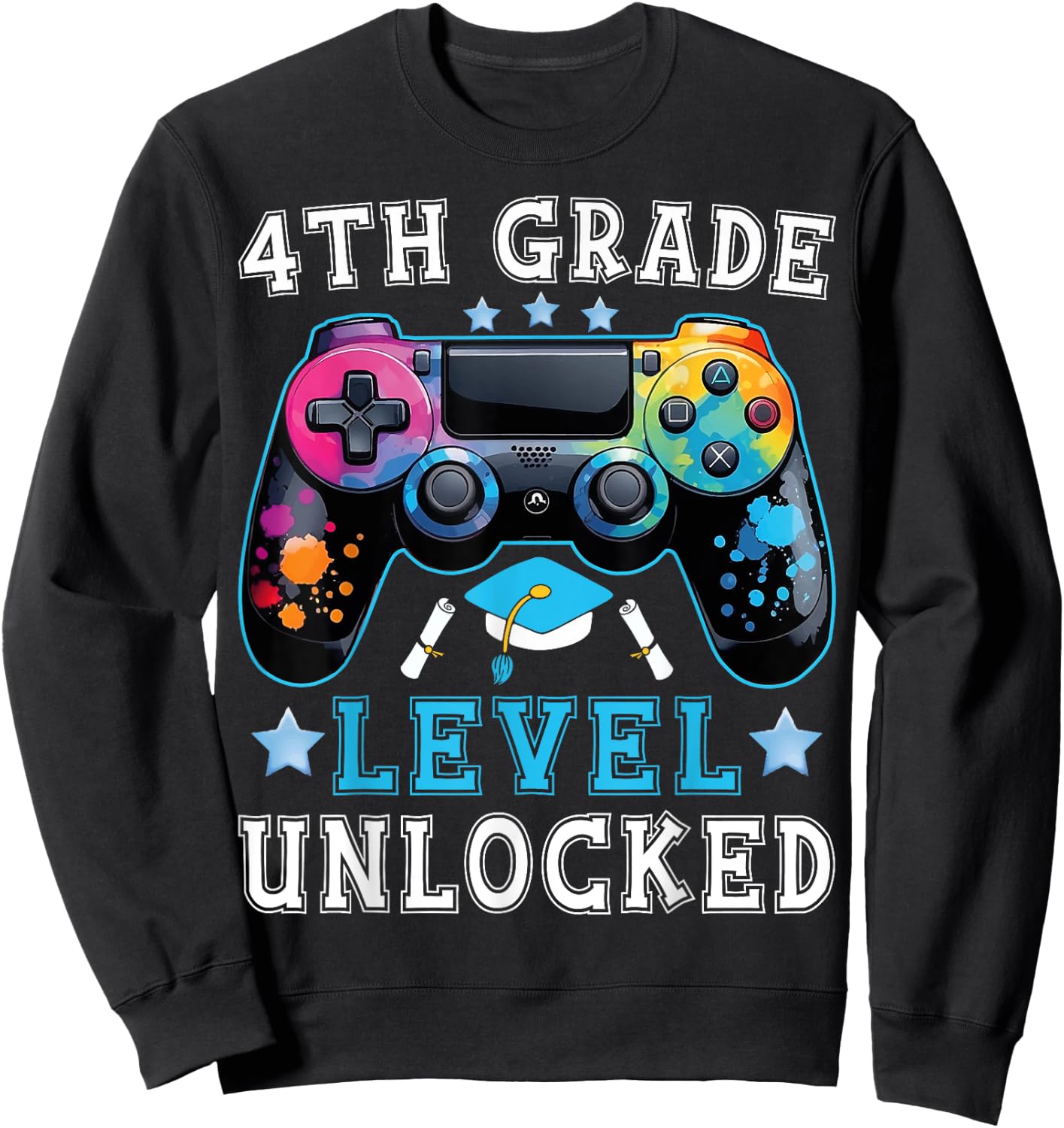 4th Grade Level Unlocked Gamer Boys First Day Back To School Sweatshirt - Sweatshirt | Black