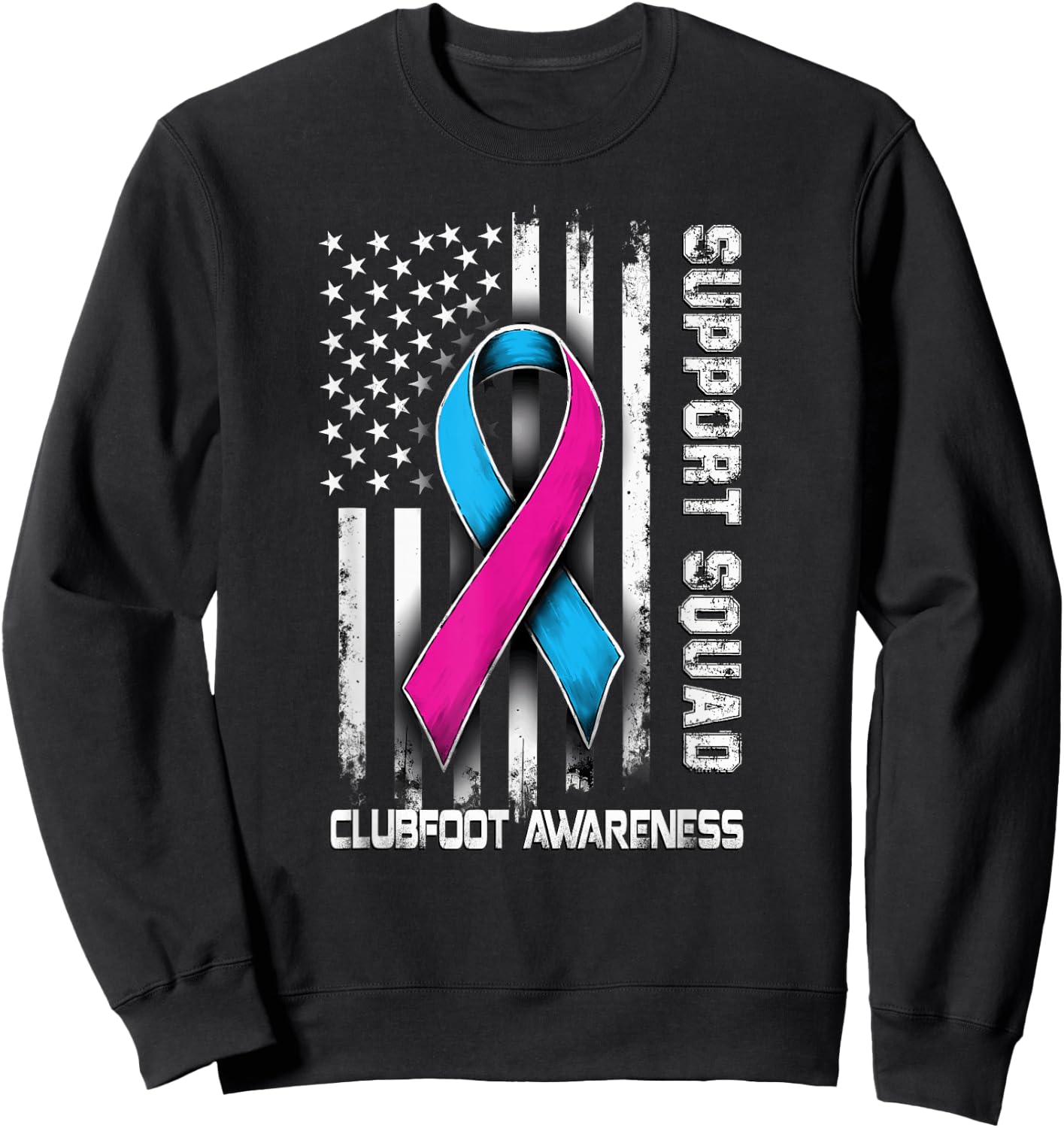 Retro Support Squad Clubfoot Awareness Sweatshirt - Sweatshirt | Black