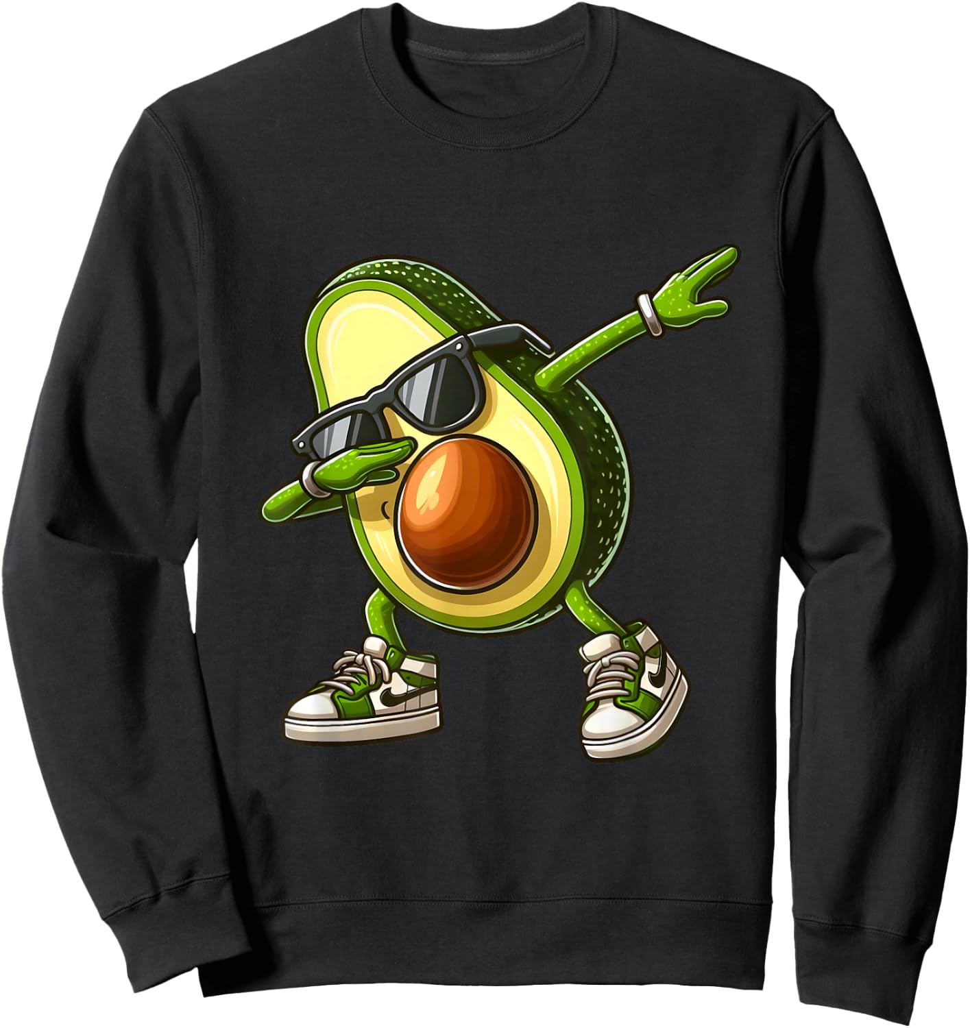 Funny Dabbing Avocado Vegan Food Lover Sweatshirt - Sweatshirt | Black