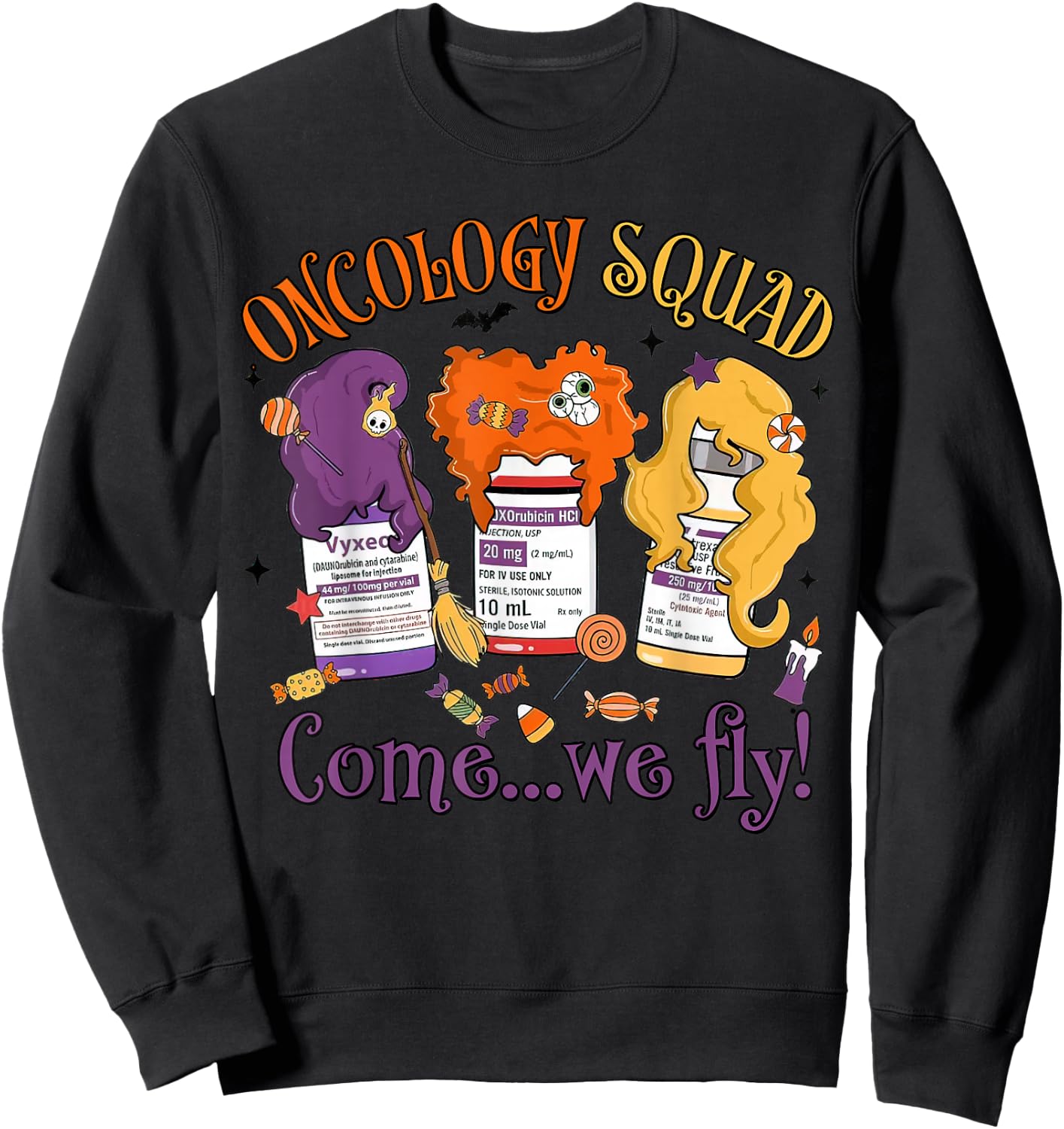 Oncology Nurse Halloween, Pediatric Oncology,Oncology Squad Sweatshirt - Sweatshirt | Black