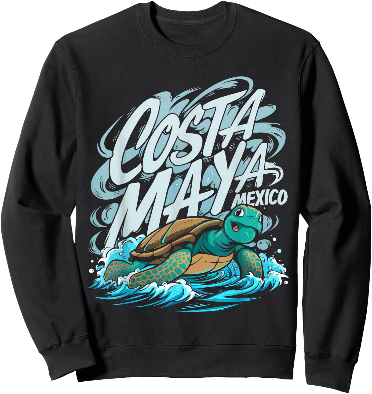 Costa Maya Mexico Turtle Vacation Souvenir Beach Women Girls Kids Sweatshirt - Sweatshirt | Black