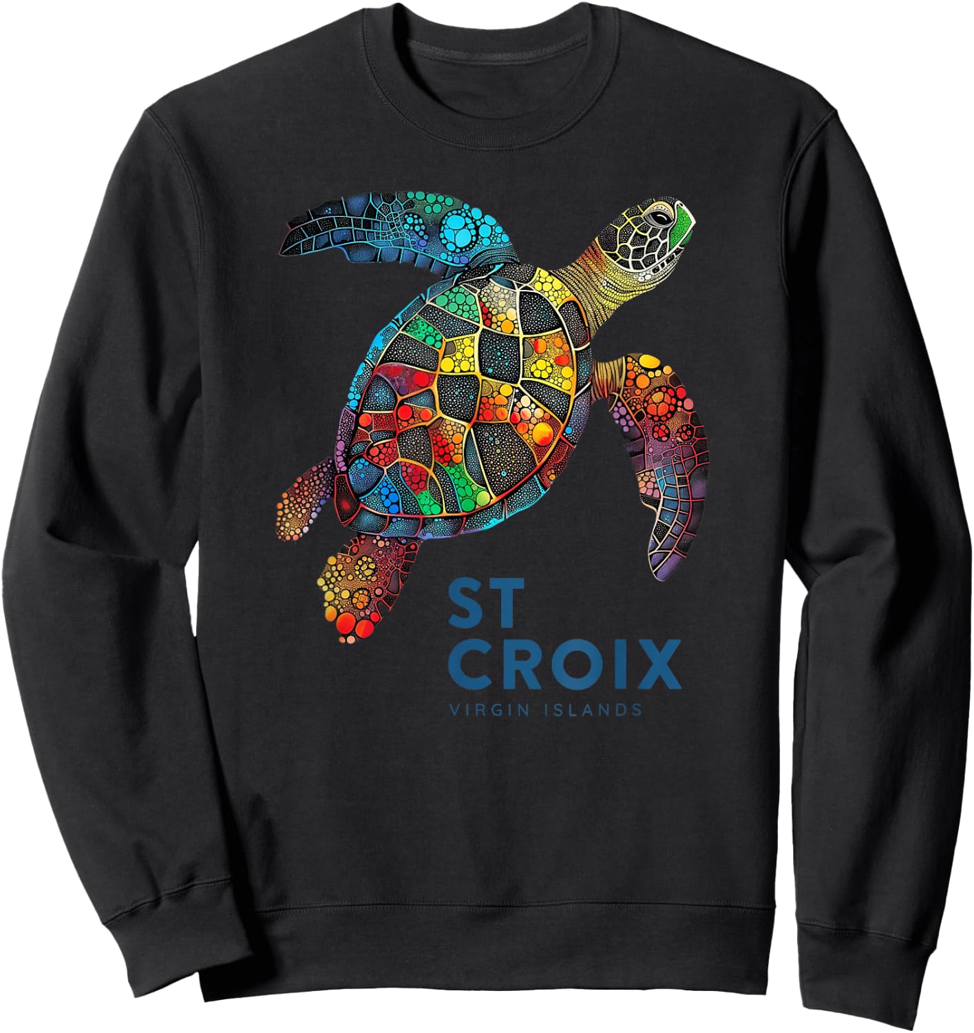 St Croix Virgin Islands Vintage Vacation Shirt Sea Turtle Sweatshirt - Sweatshirt | Black