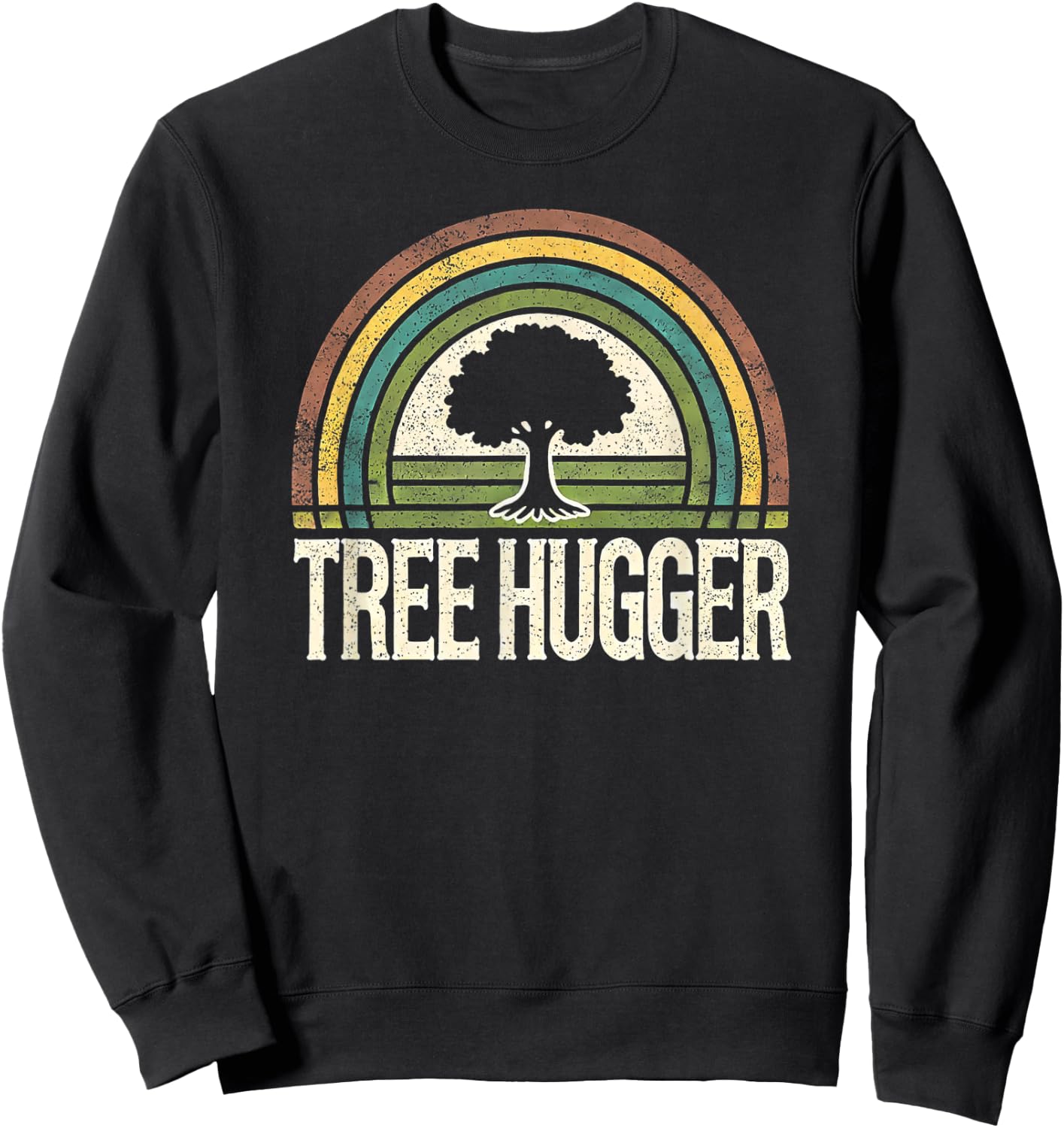 Retro Tree Hugger Design Sweatshirt - Sweatshirt | Black
