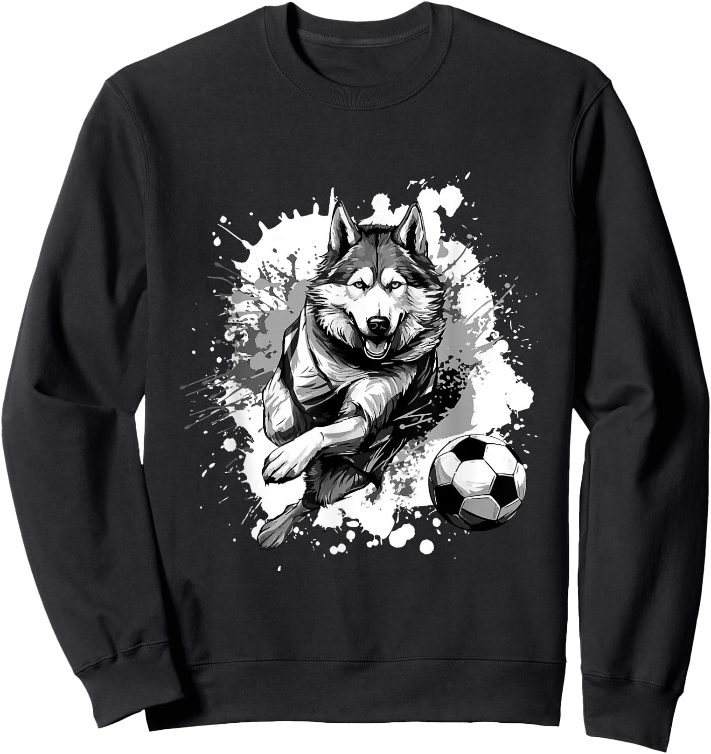 Husky Dog Playing Soccer | Sports Team Sweatshirt - Sweatshirt | Black