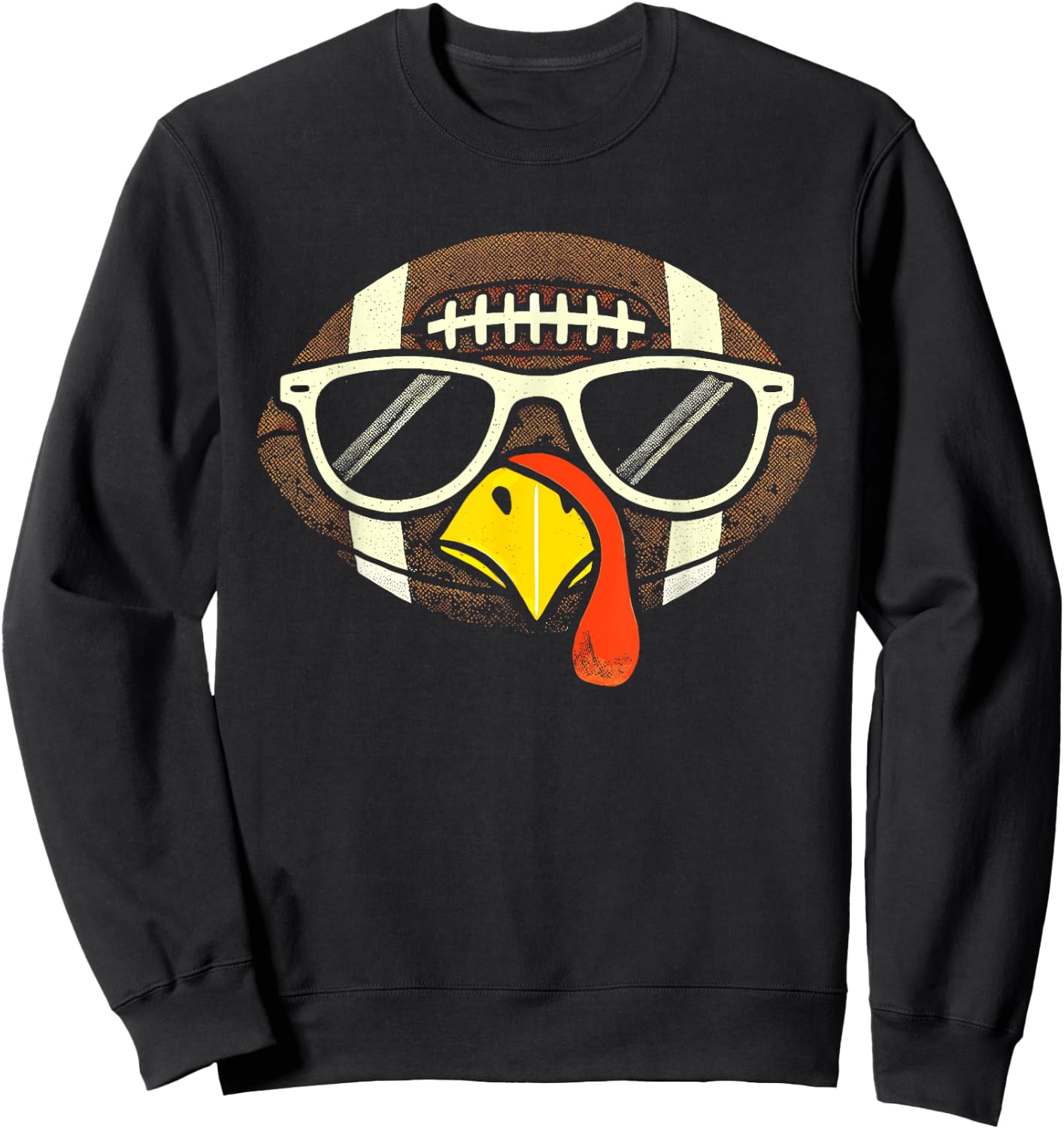 Football Turkey Face Sunglasses Thanksgiving Kid Sweatshirt - Sweatshirt | Black