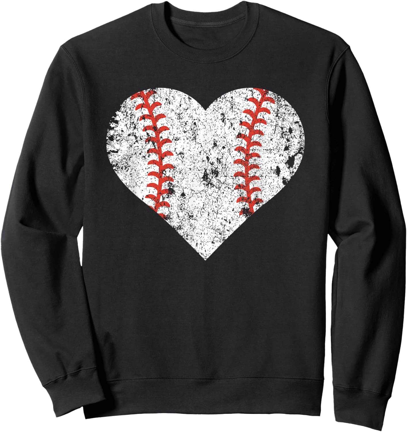 Vintage Retro Baseball Heart Baseball Lover Sweatshirt - Sweatshirt | Black