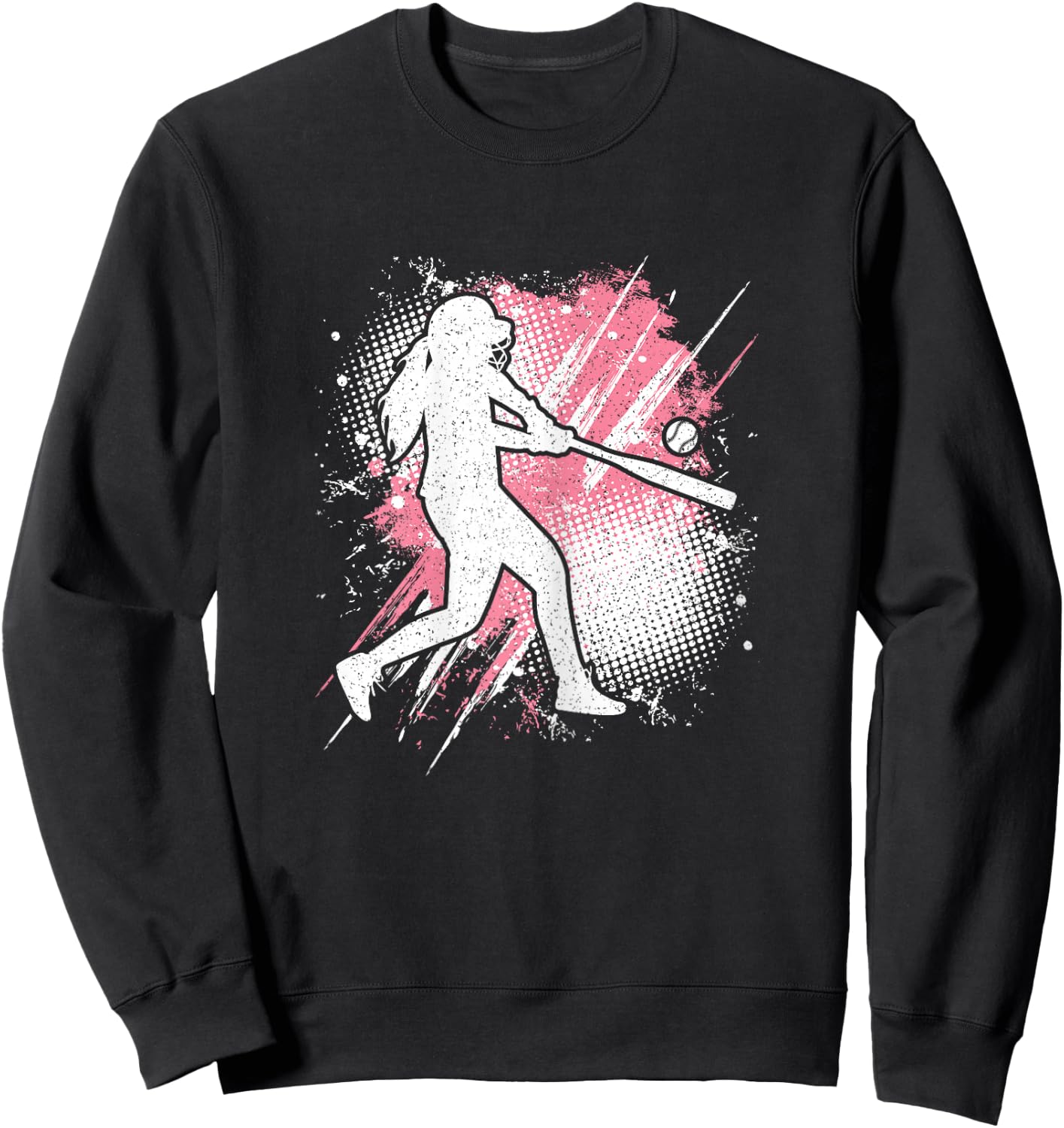 Softball Player Pink Softball Lover Women Girls Kids Sweatshirt - Sweatshirt | Black