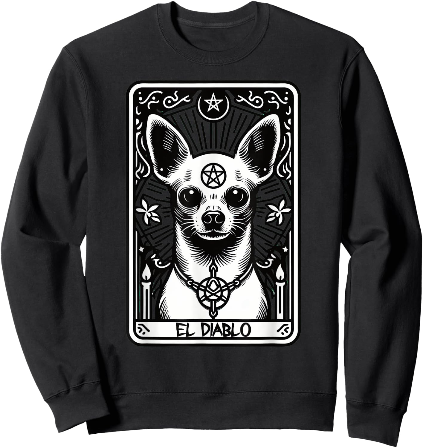 Tarot Card Dog The Devil, Satanic Goth Halloween Chihuahua Men Women Sweatshirt - Sweatshirt | Black