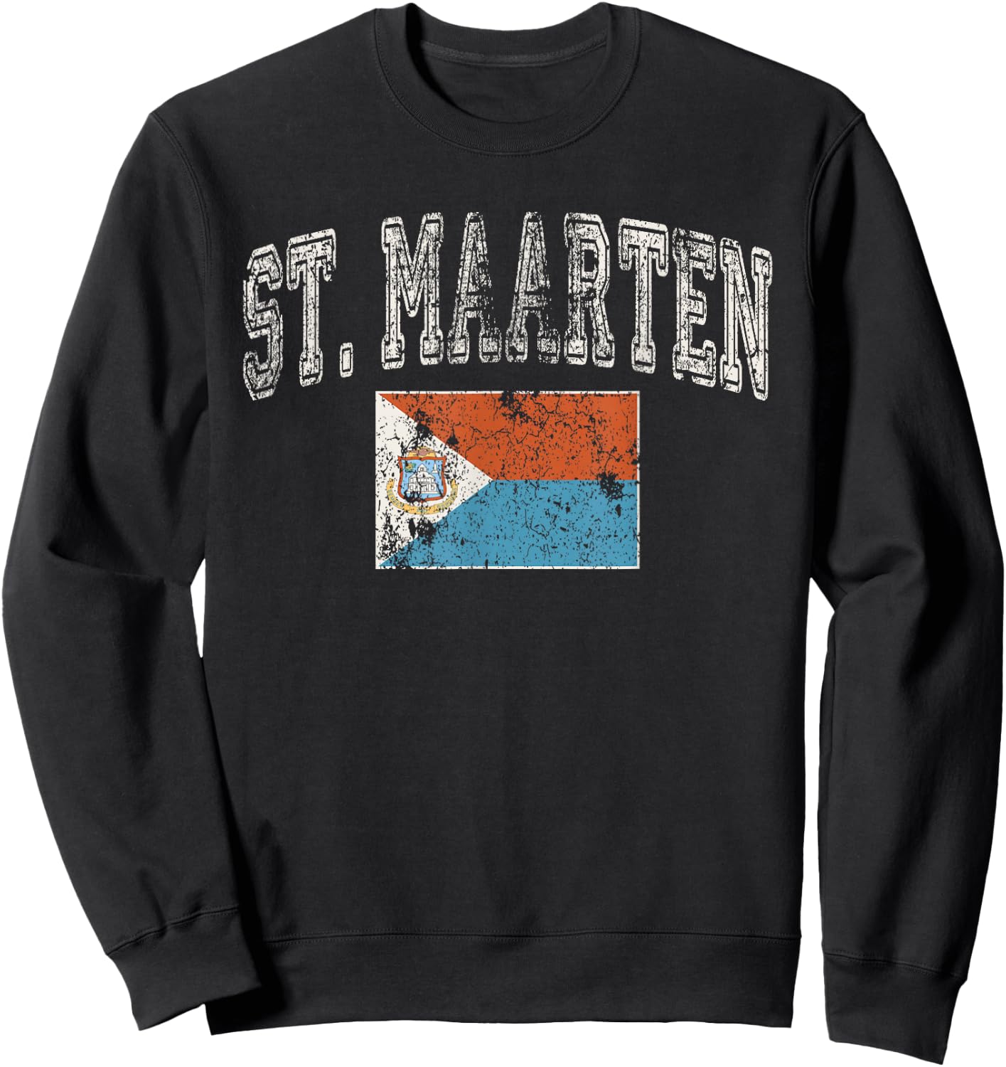 Vintage Retro Faded St Maarten Flag Sweatshirt - Sweatshirt | Black