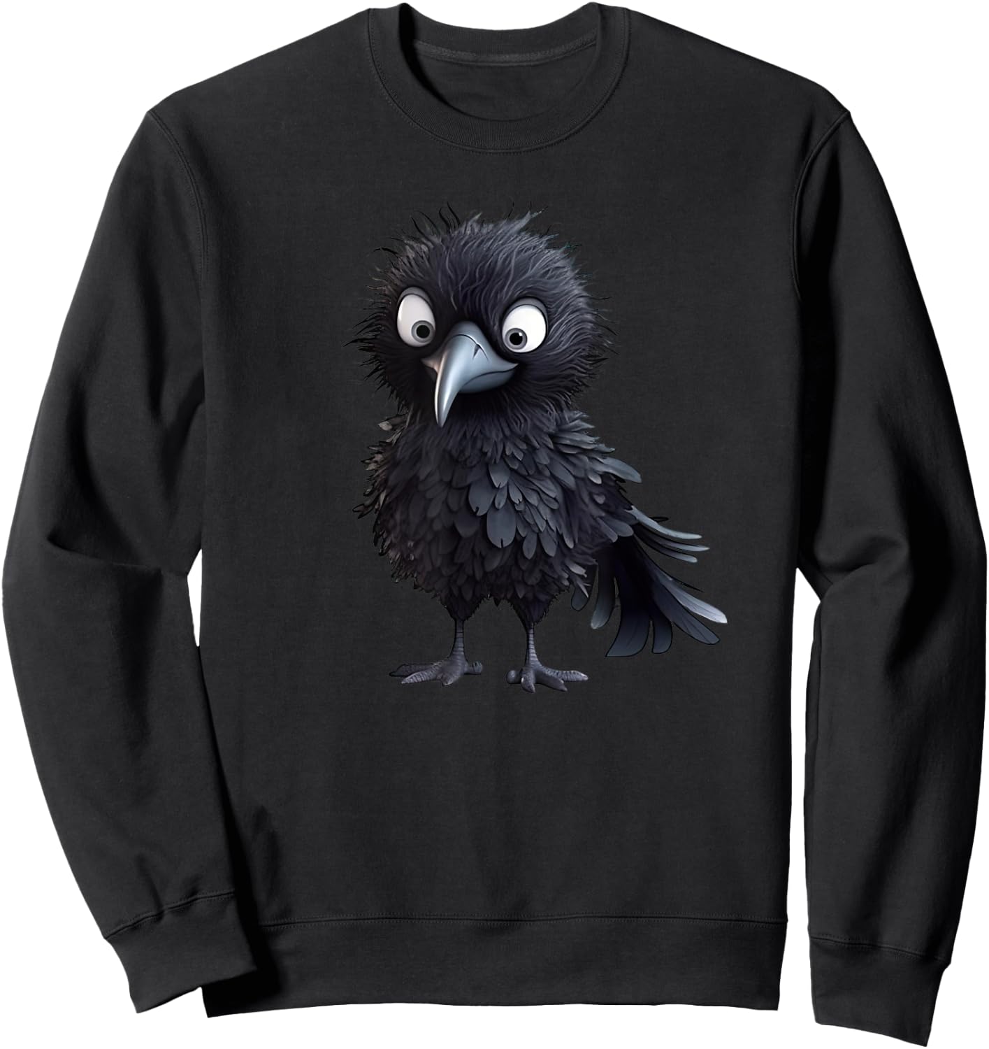 Black Raven Bird Graphic For Gothic Kids Women Men Cute Crow Sweatshirt - Sweatshirt | Black