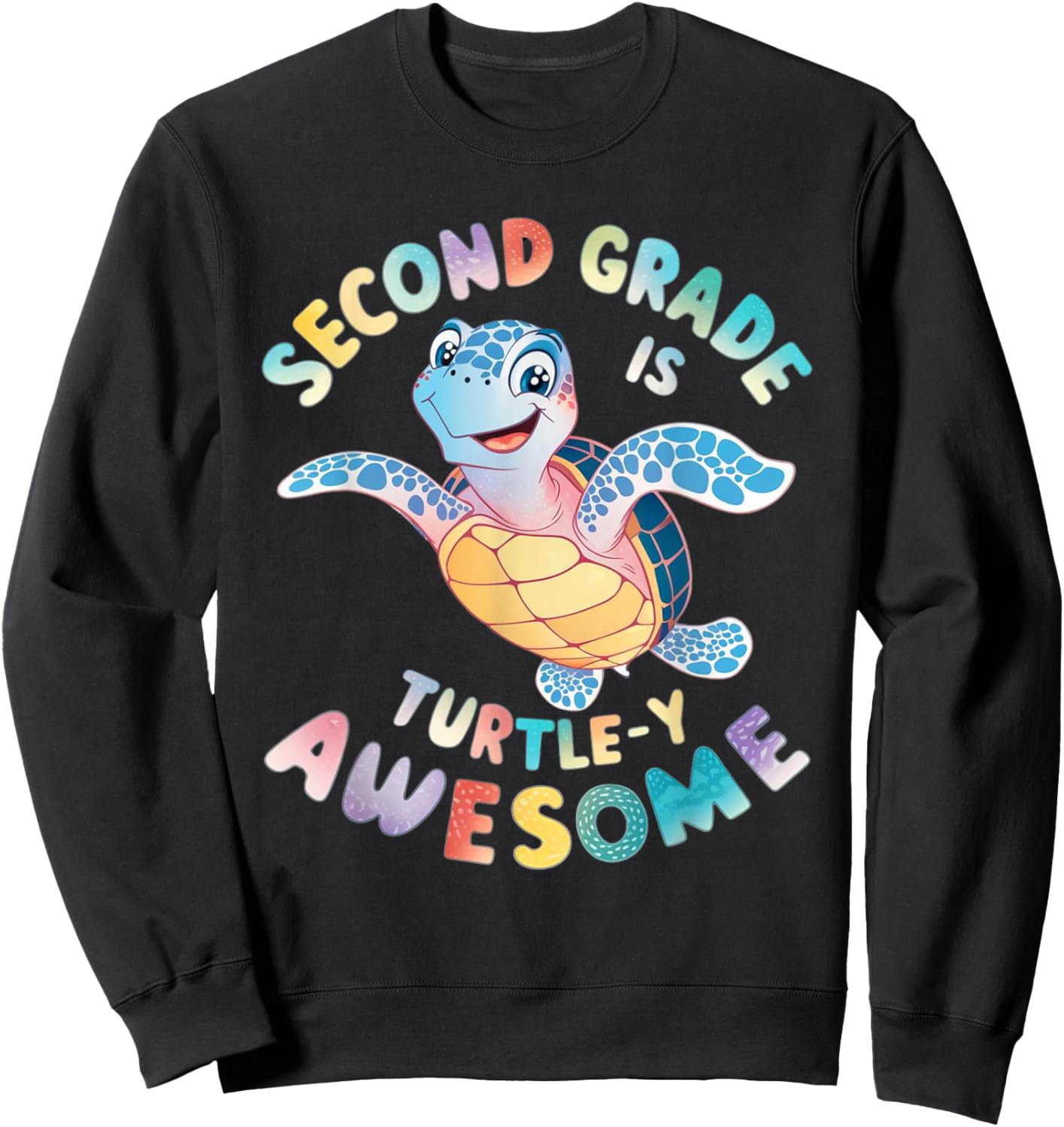 Colorful Second Grade Turtle Design Sweatshirt - Sweatshirt | Black