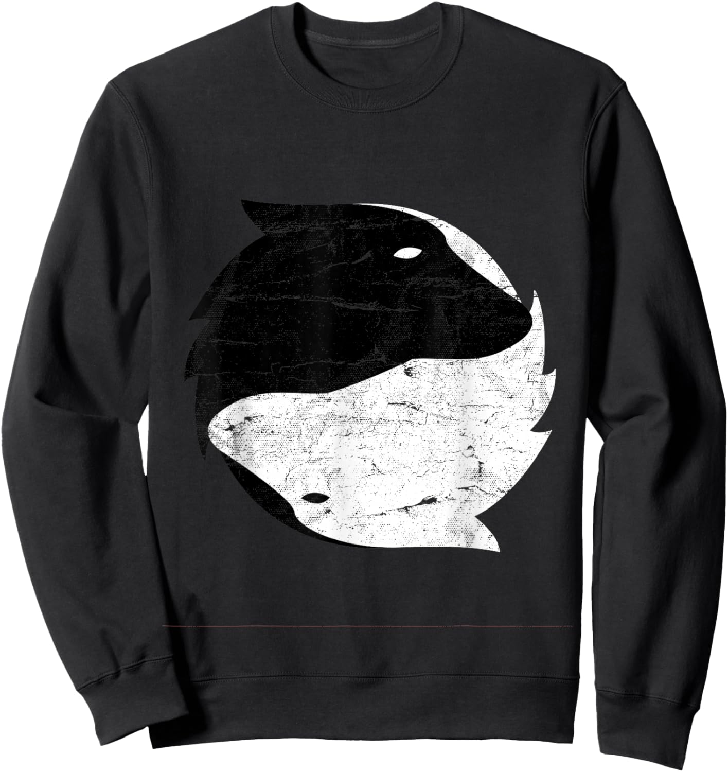 Yin Yang Wolf Shirt Gift Dog Spiritual Sweatshirt - Sweatshirt | Black