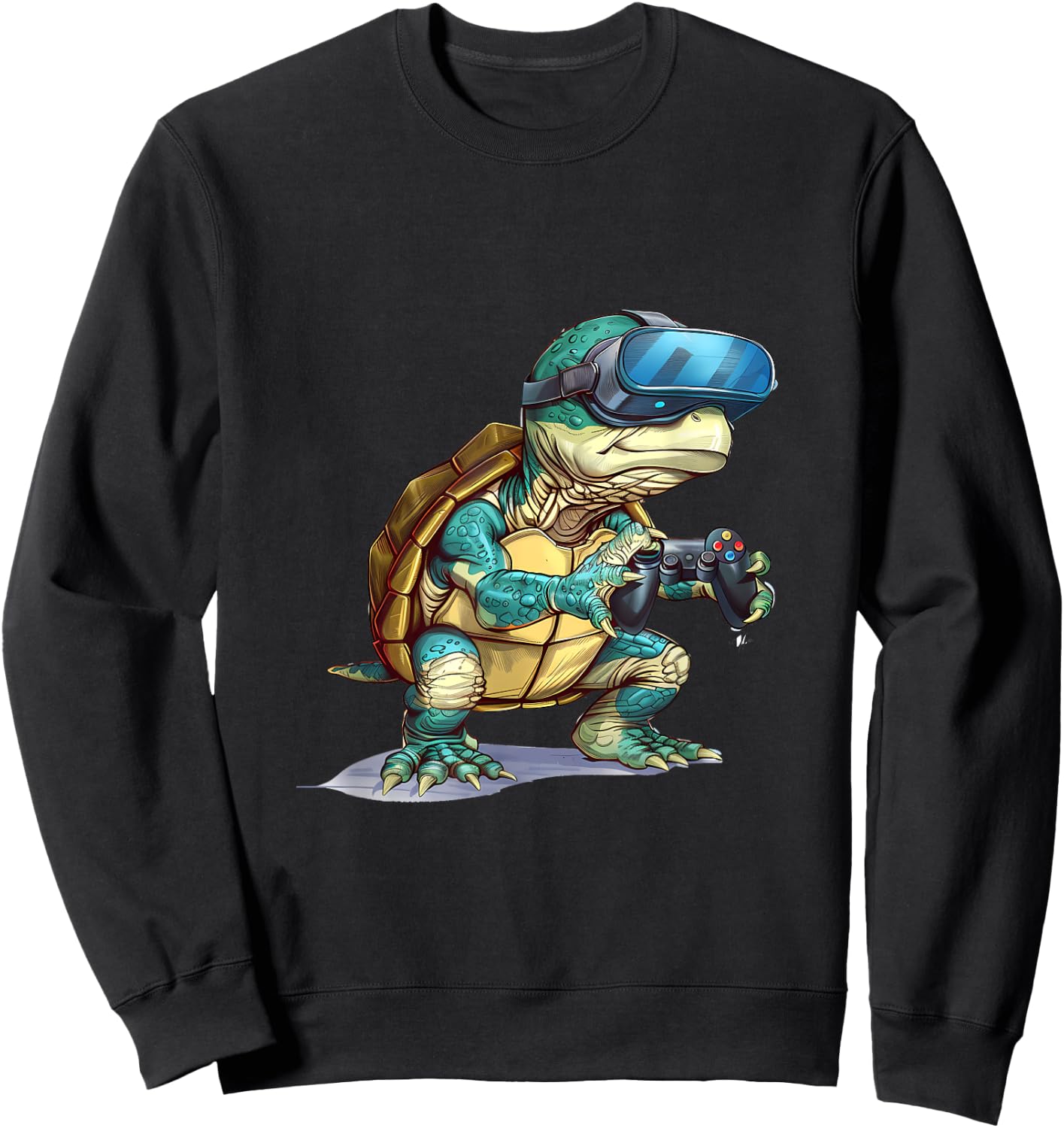 Gaming Animals- Turtle Playing Console Video Games Sweatshirt - Sweatshirt | Black