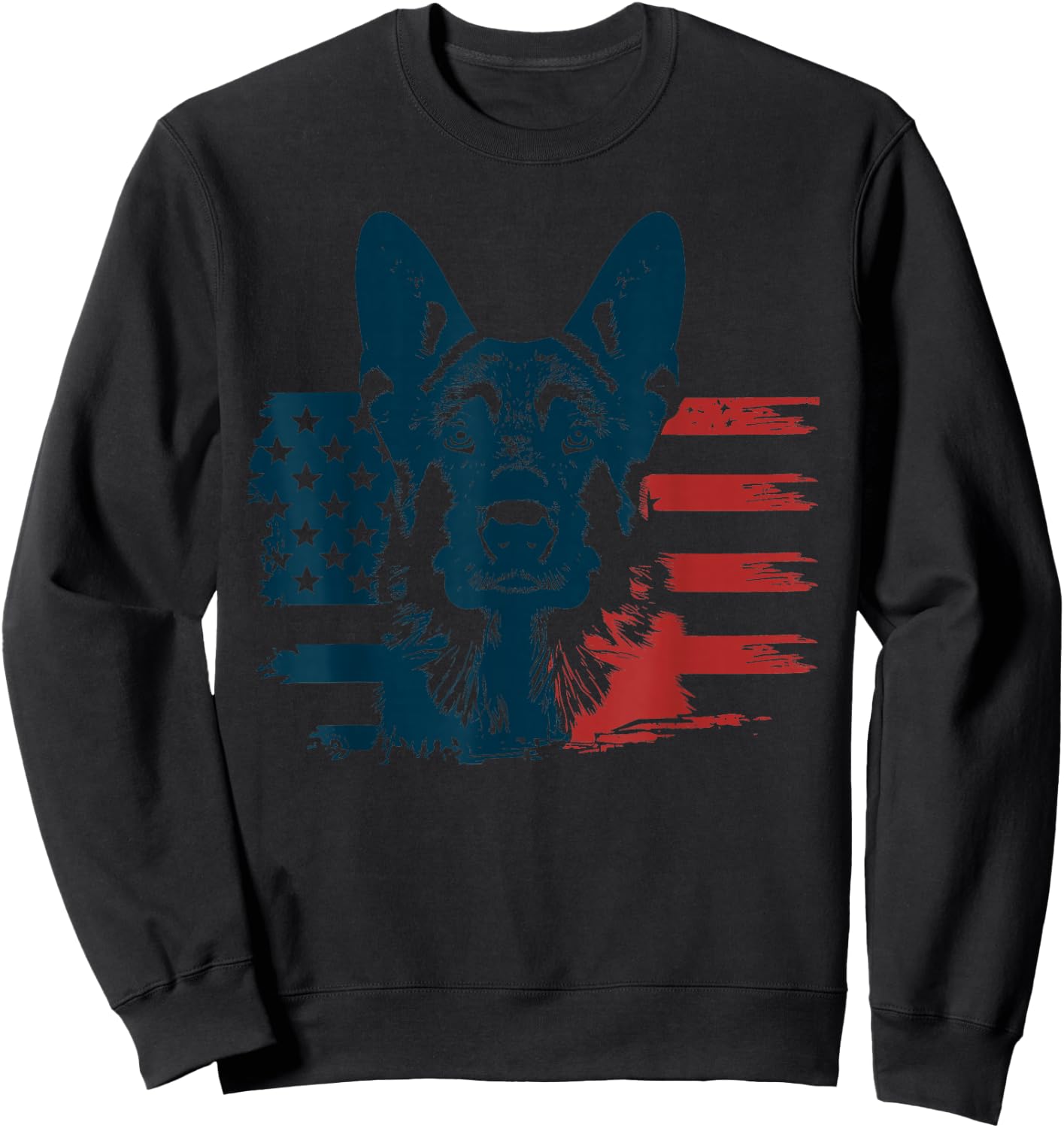 Patriotic German Shepherd American Flag 4th of July Shepherd Sweatshirt - Sweatshirt | Black