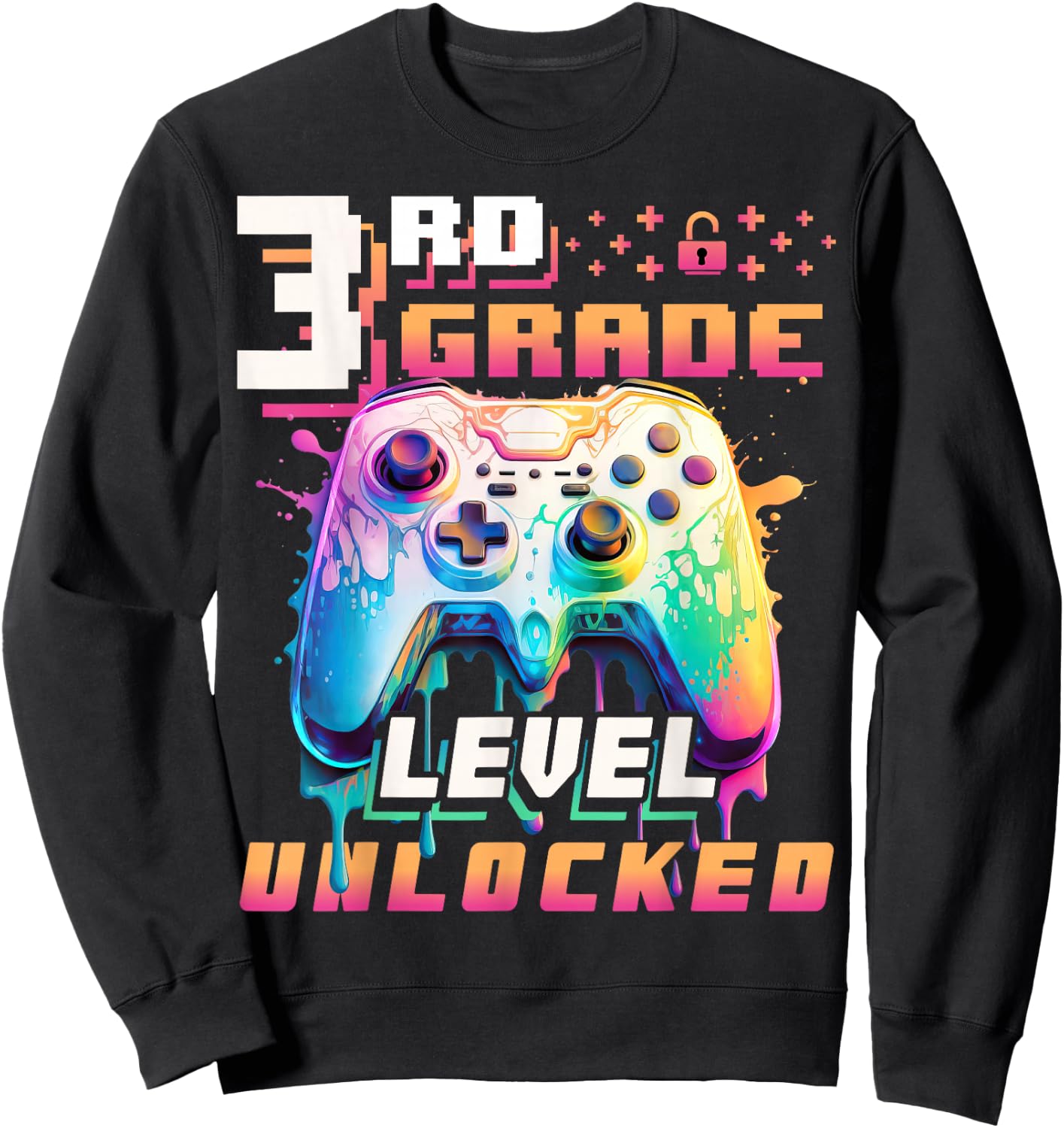 Back to School 3rd Grade Boys Gamer First Day School Level Sweatshirt - Sweatshirt | Black