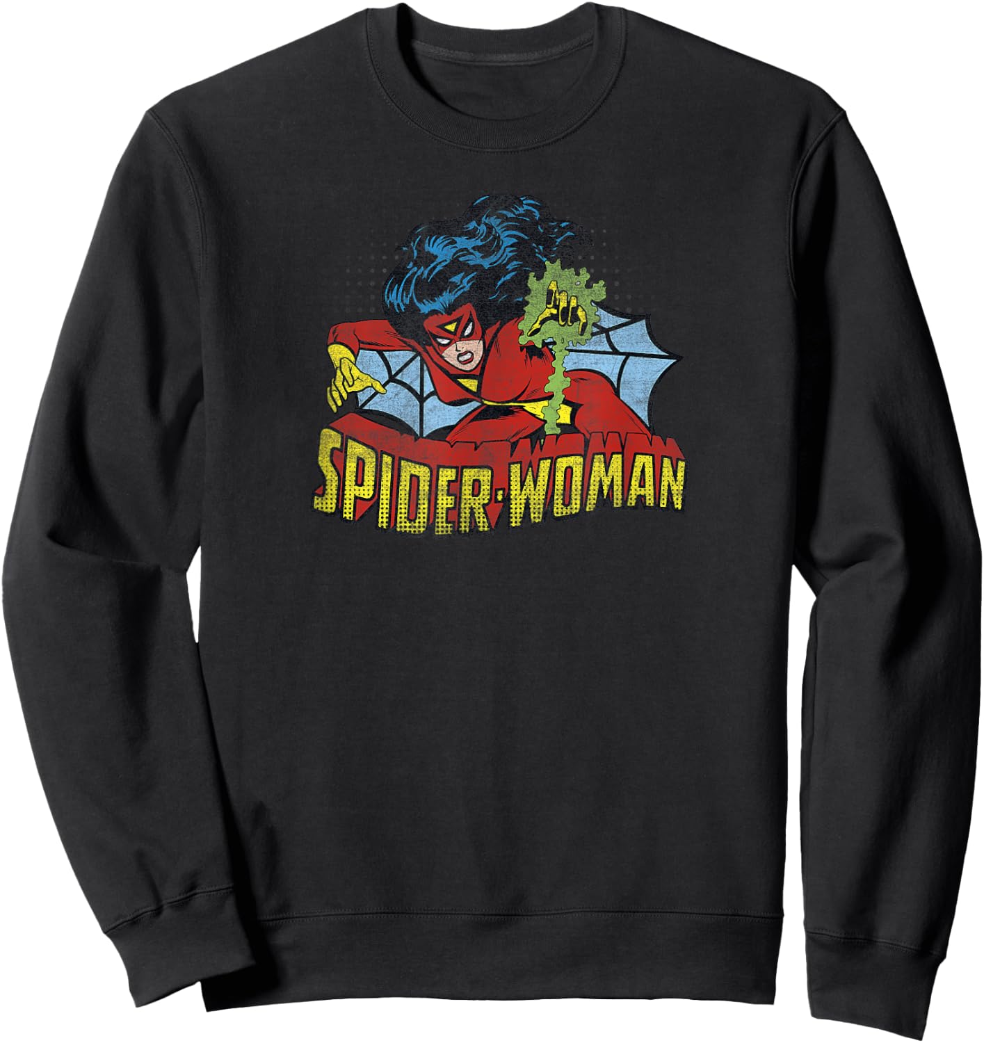 Marvel Comics Retro Distressed Spider-Woman Vintage Sweatshirt - Sweatshirt | Black