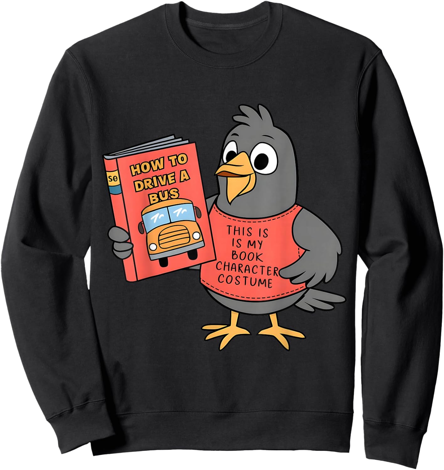 This Is My Book Character Costume-Funny Pigeon, Kids Reading Sweatshirt - Sweatshirt | Black