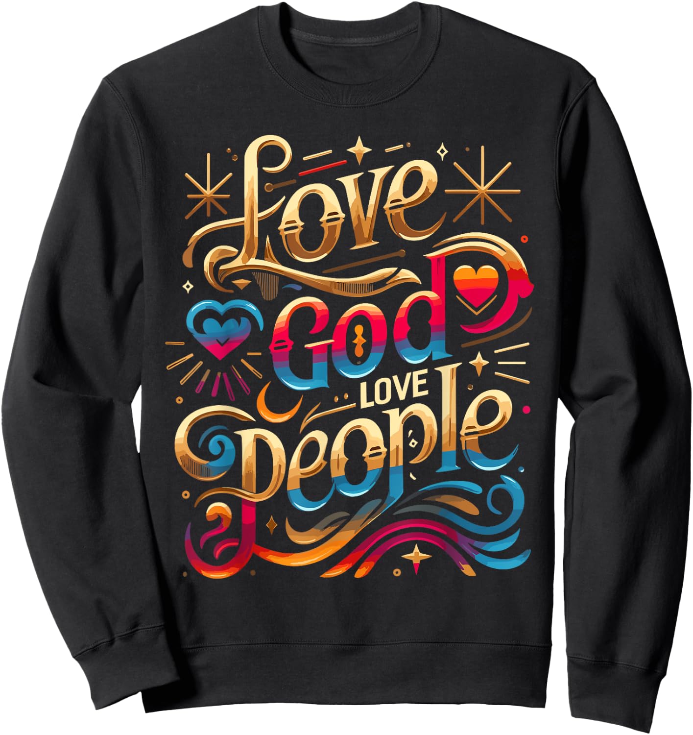 Trendy Love God Love People Shirt Love God Shirts Christian Sweatshirt - Sweatshirt | Black